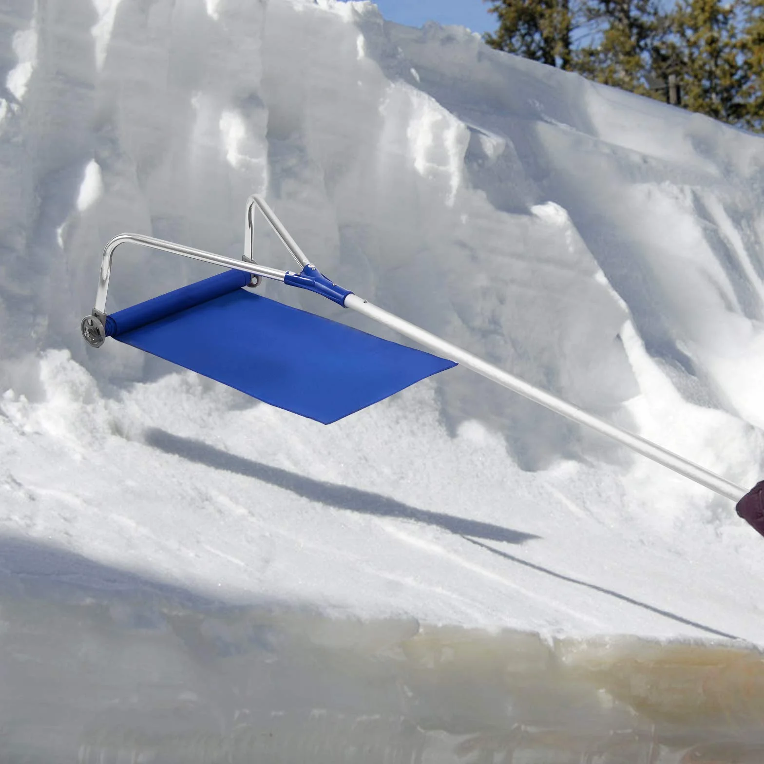 GOPLUS Grabie dachowe, 661 cm, z wysuwanymi rurami aluminiowymi, zjeżdżalnia z tkaniny Oxford i antypoślizgowym uchwytem, grabie dachowe, do usuwania śniegu i mokrych liści, PQ4169DE