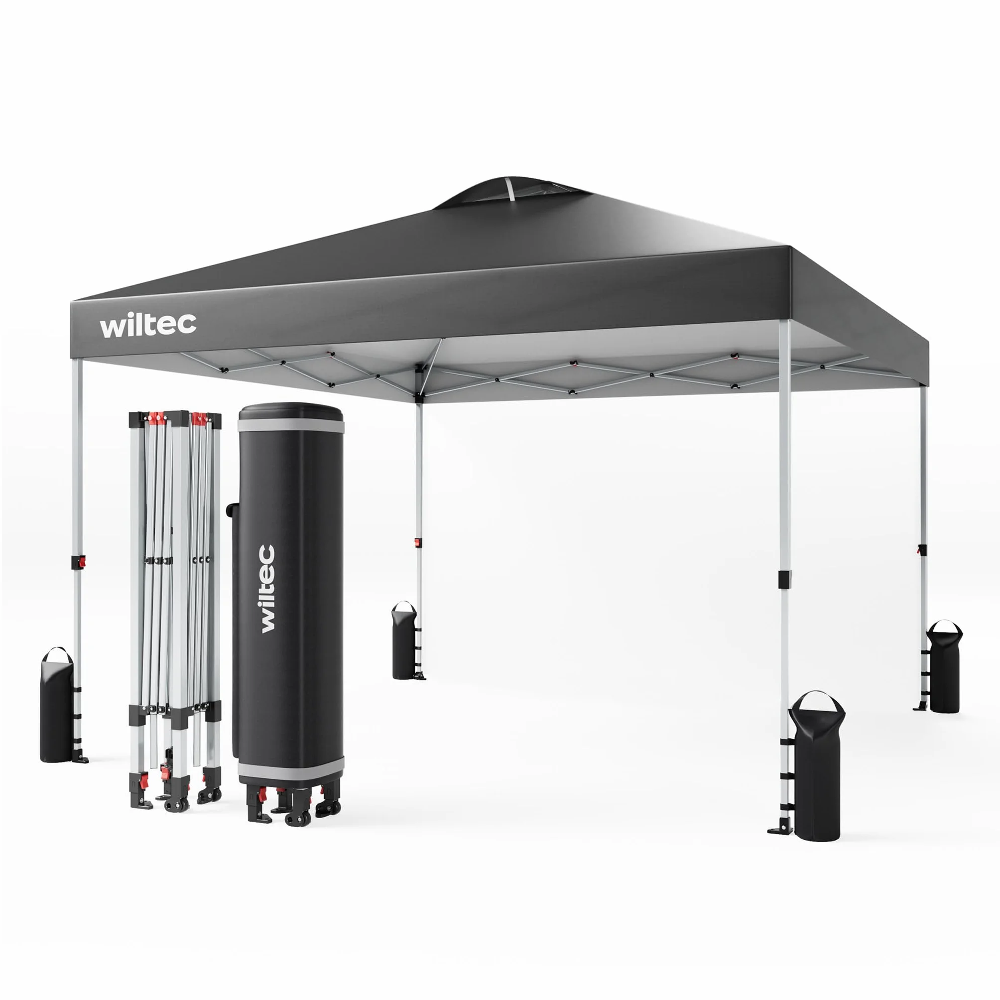 Wiltec Pop-up Pawilon składany na kołach pawilon ogrodowy szary 3x3m One push namiot imprezowy