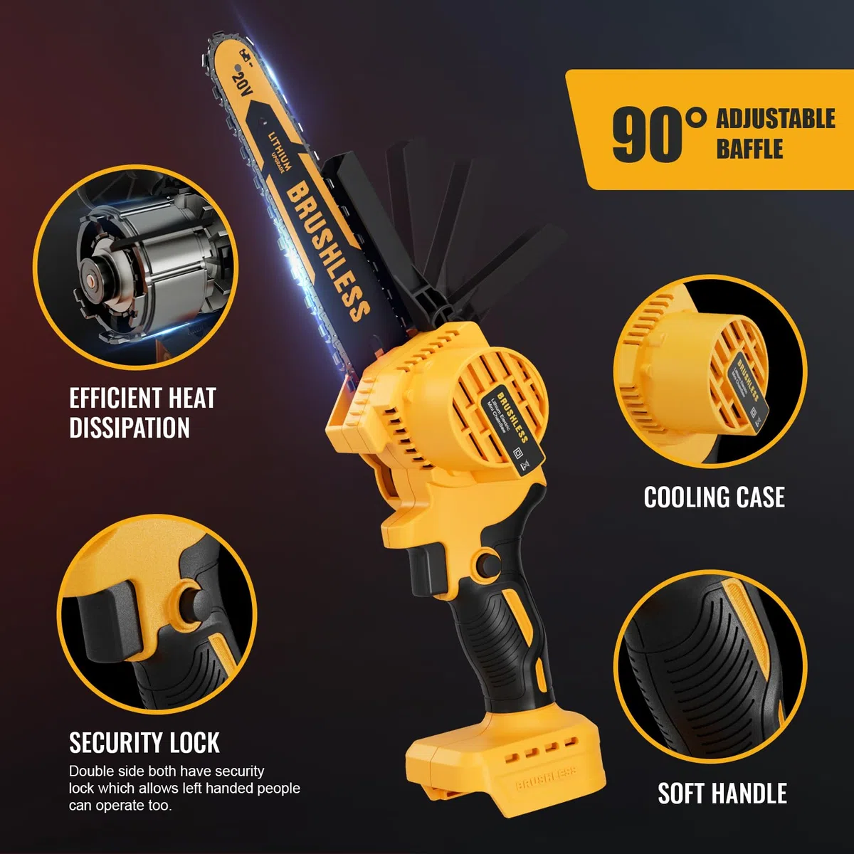 Bezprzewodowa mini piła łańcuchowa 20 cm do Dewalt 20 V MAX zasilana bateriami (bez baterii), elektryczna piła łańcuchowa, bezprzewodowa, przenośna, mała, ładowalna piła łańcuchowa do przycinania