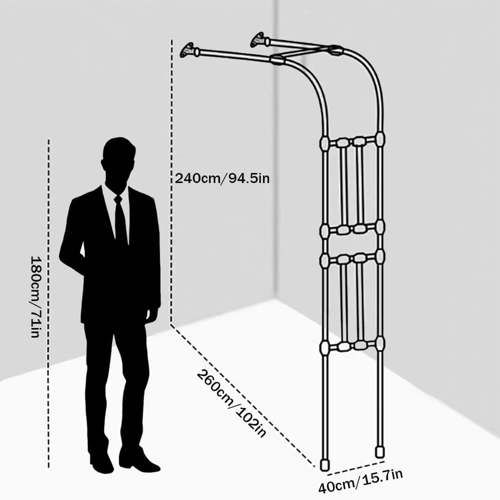 Metalowa kratka ogrodowa na róże, zielona, 260 x 240 cm, podparcie roślin, solidna metalowa rama wspinaczkowa do roślin ogrodowych i kwiatów