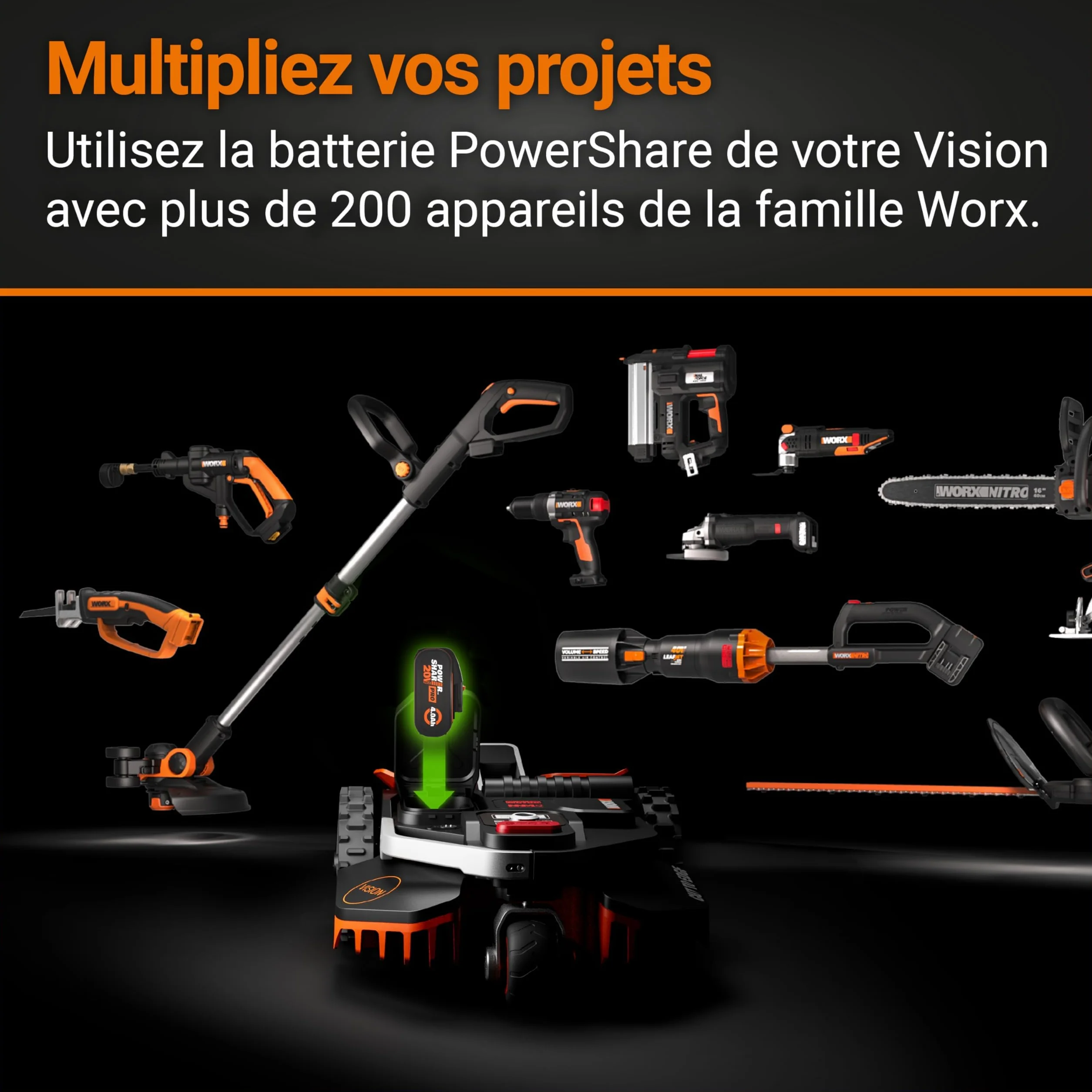 Worx Landroid Vision Robot Koszący, Czarny/Pomarańczowy, 1300 m²