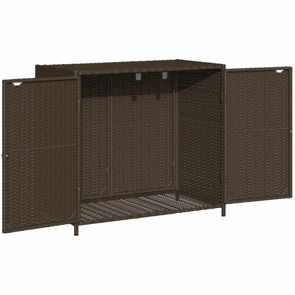 LAPOOH Szafka ogrodowa rattanowa PE brązowa 83x45x76 cm, Szafa zewnętrzna Miotła, Szafka zewnętrzna Przechowywanie, Szafka zewnętrzna Ogród, Meble ogrodowe - 365544