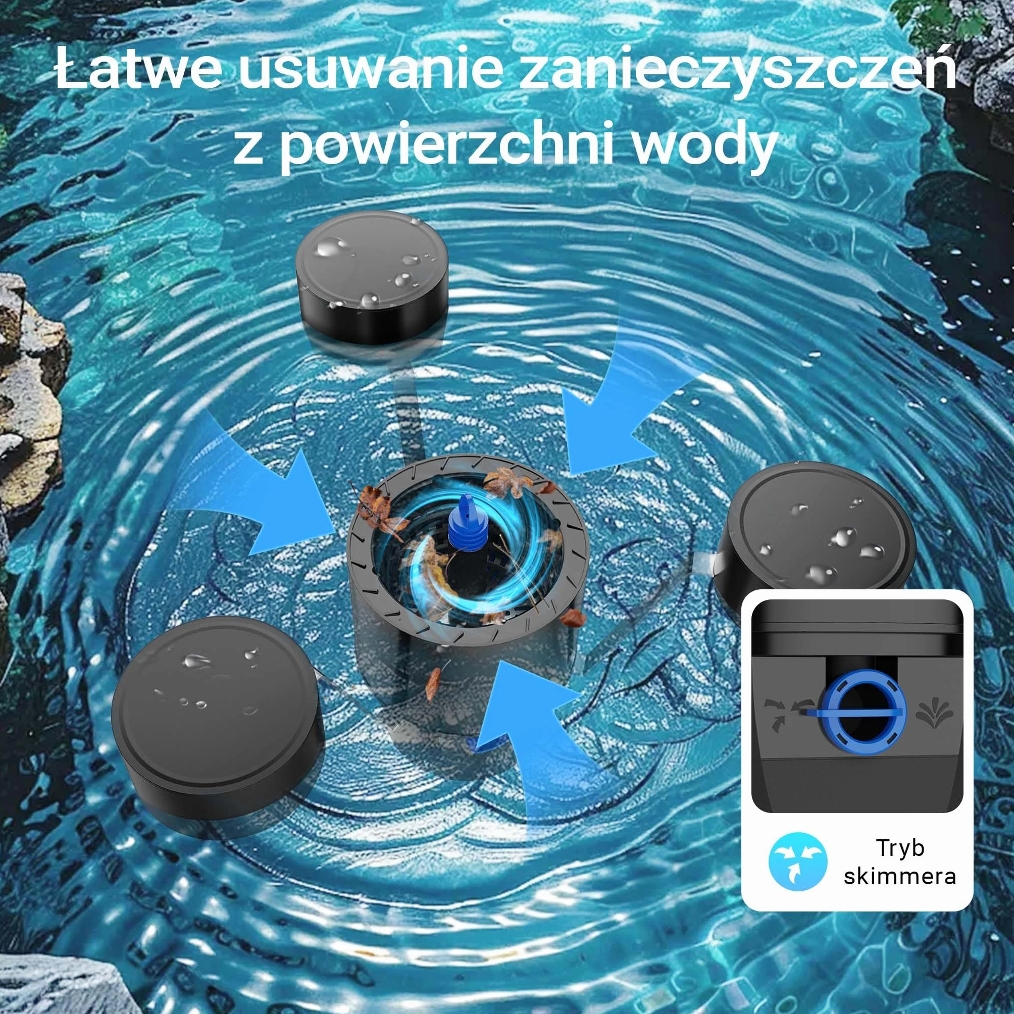 SunSun CSP-250 Skimmer pływający do stawów 40 m² 2500 l/h 45 W z fontanną