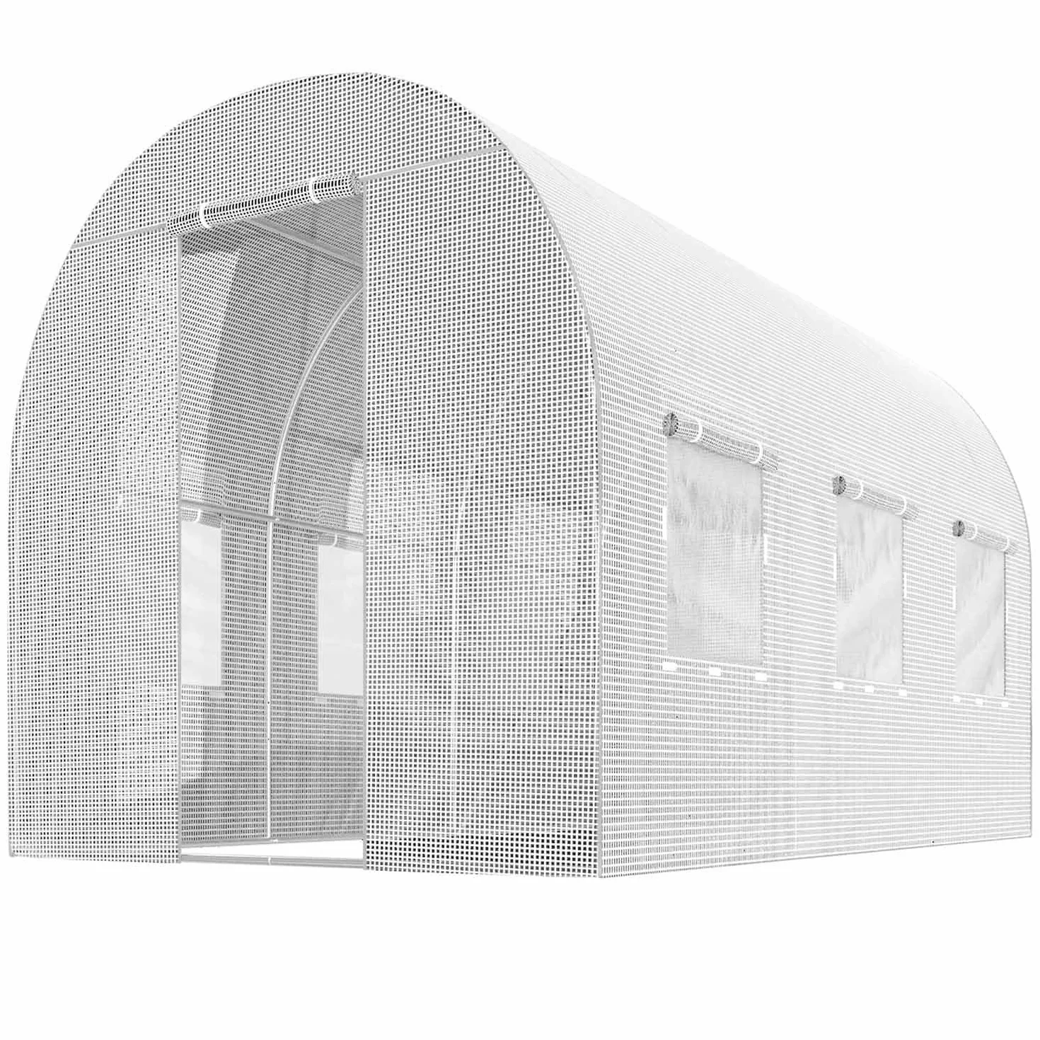Szklarnia Foliowa Tunel Ogrodowy Stalowe Profile Okna Z Moskitierami 2 x 3 x 2 m 6m2 Biały