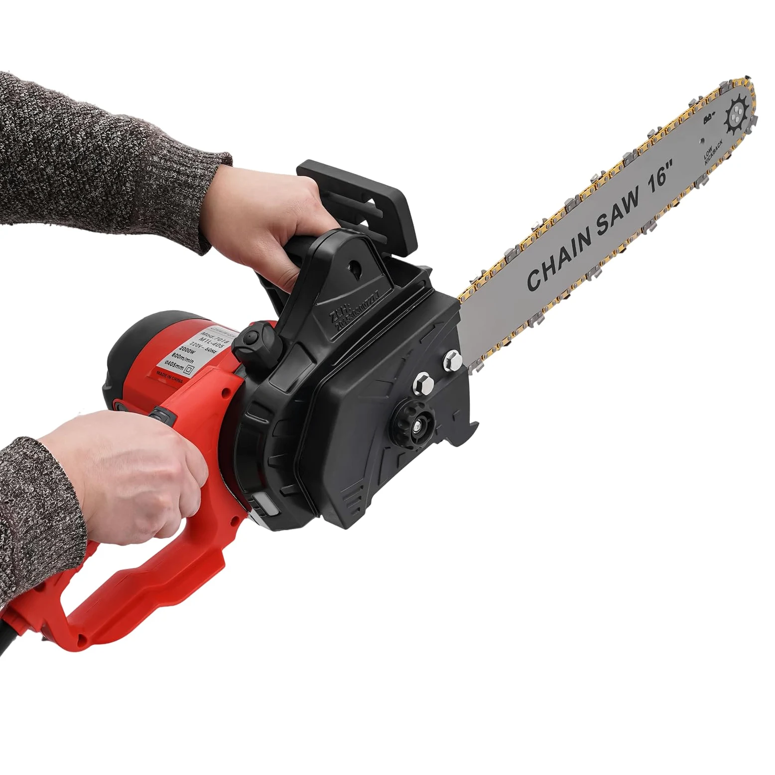 Elektryczna piła łańcuchowa, moc 2000 W, długość miecza 40 cm, automatyczne smarowanie łańcucha, 800 obr./min, piła do drzew, przenośna długość cięcia, piła elektryczna do ogrodu, nożyce do gałęzi,