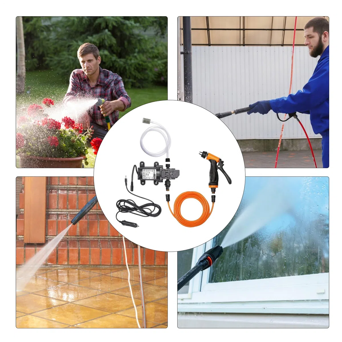 Myjka ciśnieniowa 12 V, pompa wodna 12 V, elektryczna pompka 160PSI | Elektryczna myjka wysokociśnieniowa, stal nierdzewna o wysokiej intensywności, wydajny prąd 12 V do umywalni, podlewania kwia