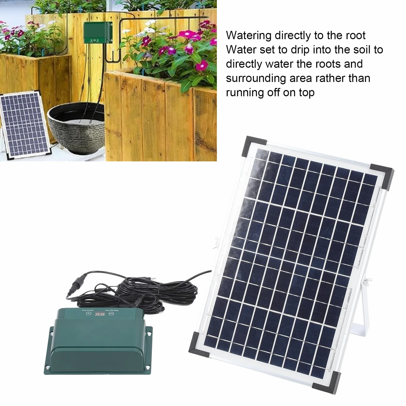 Zestaw do Nawadniania Kropelkowego, Wodoodporny, Regulowany Panel Słoneczny 18 V, 10 W, System Automatycznego Nawadniania z Zegarem i Czujnikiem Poziomu Wody, do Użytku W