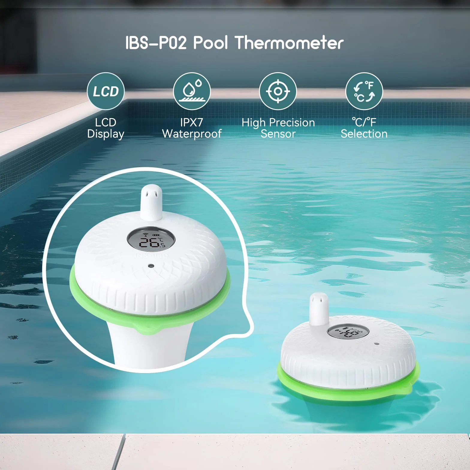 Inkbird IBS-P02 Pływający termometr basenowy IPX7 wodoodporny
