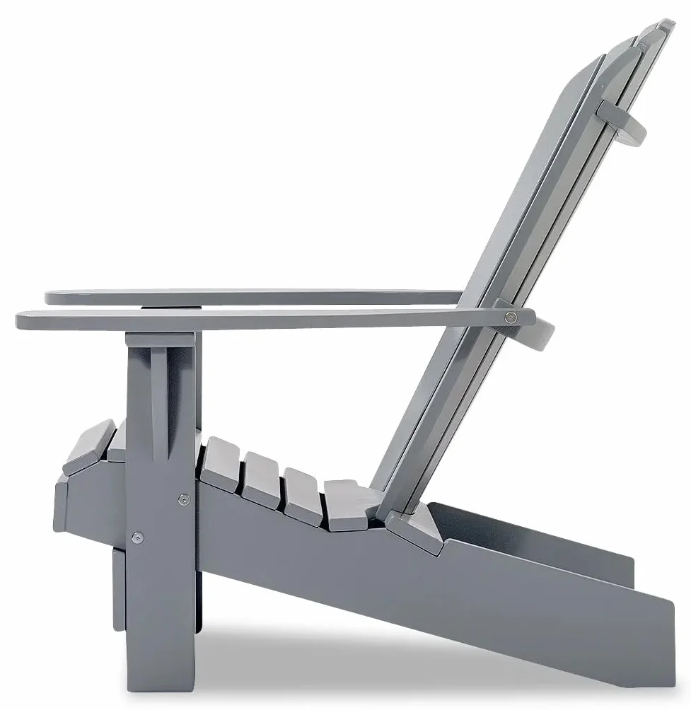Original Dream-Chairs since 2007 Krzesło Adirondack "Comfort” de luxe w kolorze szarym, krzesło relaksacyjne z ergonomicznym oparciem, krzesło ogrodowe na balkon, taras, maksymalne obciążenie 170 kg