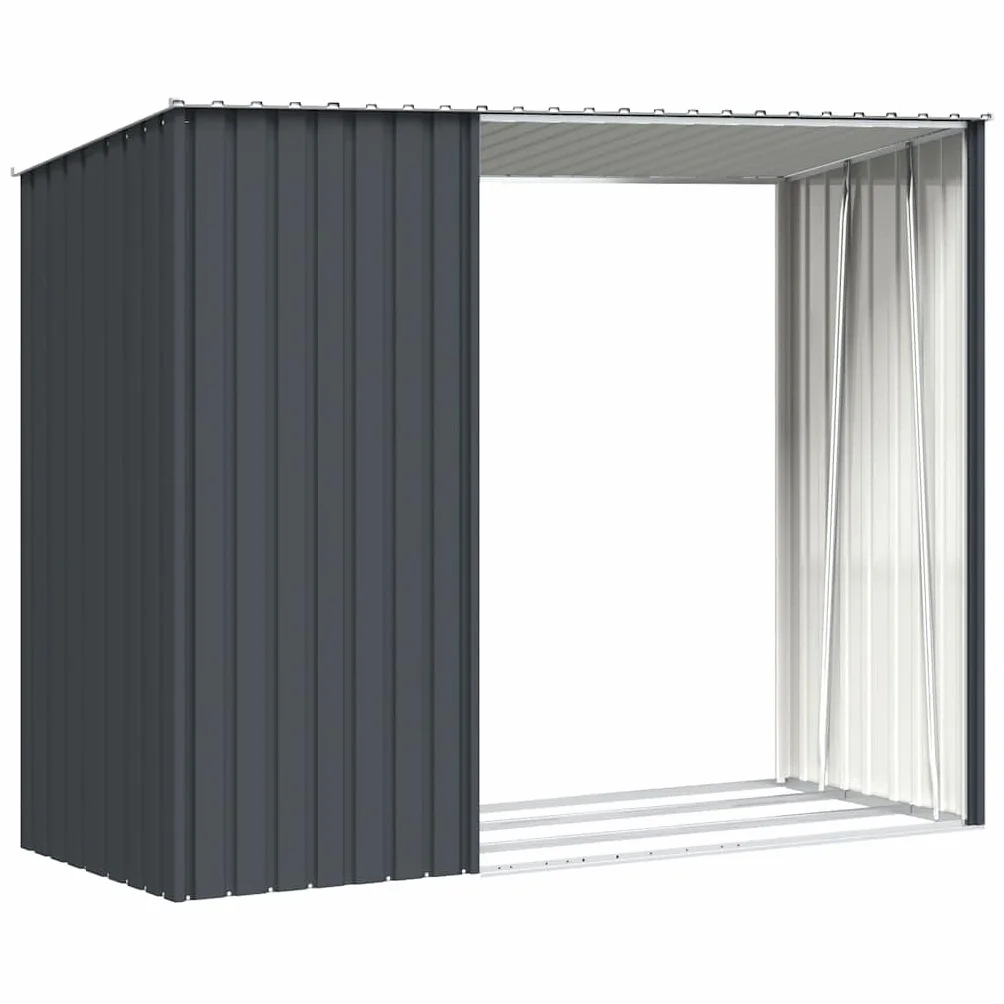 Szopa na drewno z wiatą antracyt 245x98x159 cm stal vidaXL