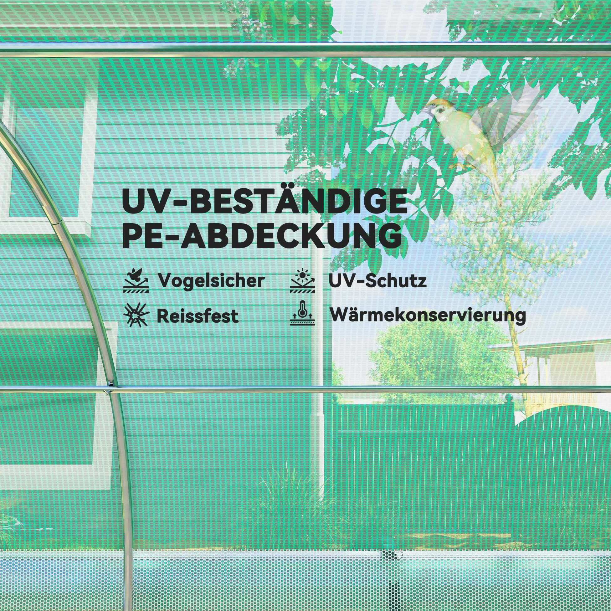 Outsunny Szklarnia foliowa 3 x 2 x 2 m z 6 oknami, drzwiami przesuwnymi, zwijane ściany boczne, odporny na promieniowanie UV tunel foliowy, odporna na warunki zimowe z zagłębieniem, zielona