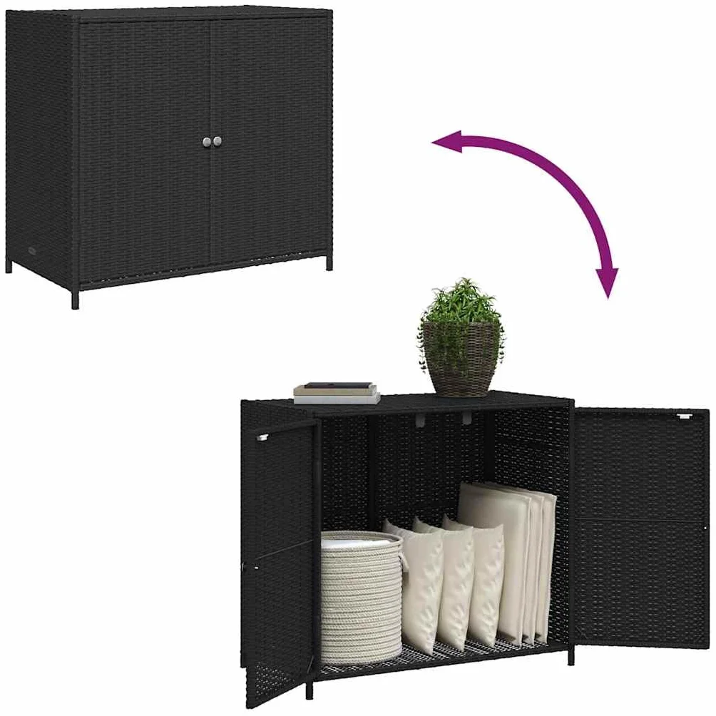 vidaXL Szafka ogrodowa polirattan czarna 83x45x76 cm