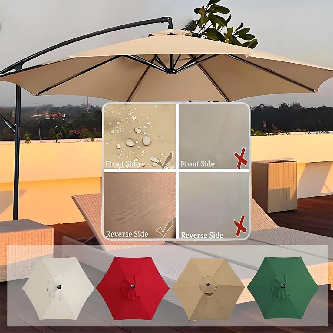 Zapasowy parasol tarasowy, ochrona przed promieniowaniem UV, wodoodporny, 6 żeber, do ogrodu, na stół, parasol, trwały, łatwy w instalacji