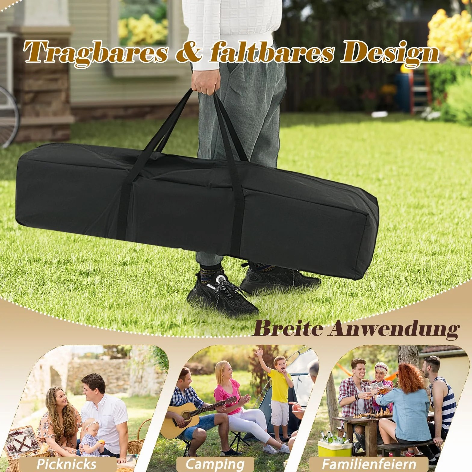 COSTWAY Pawilon składany 3,4 x 3,4 m z moskitierami i podwójnym dachem, wodoszczelny