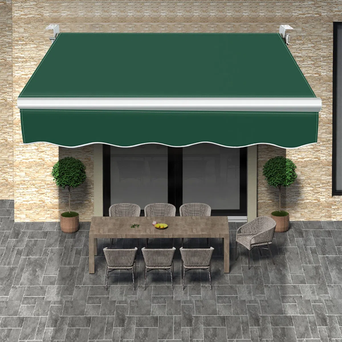 Chowany Markiza Cień Tkanina Części Zamienne- Ogród Słońce Cień Daszek Balkon, Do Na Wolnym Powietrzu Balkon Dekoracje 280g Poliester, Dostosowane(Size:22.9x4.9ft,Color:Zielony)