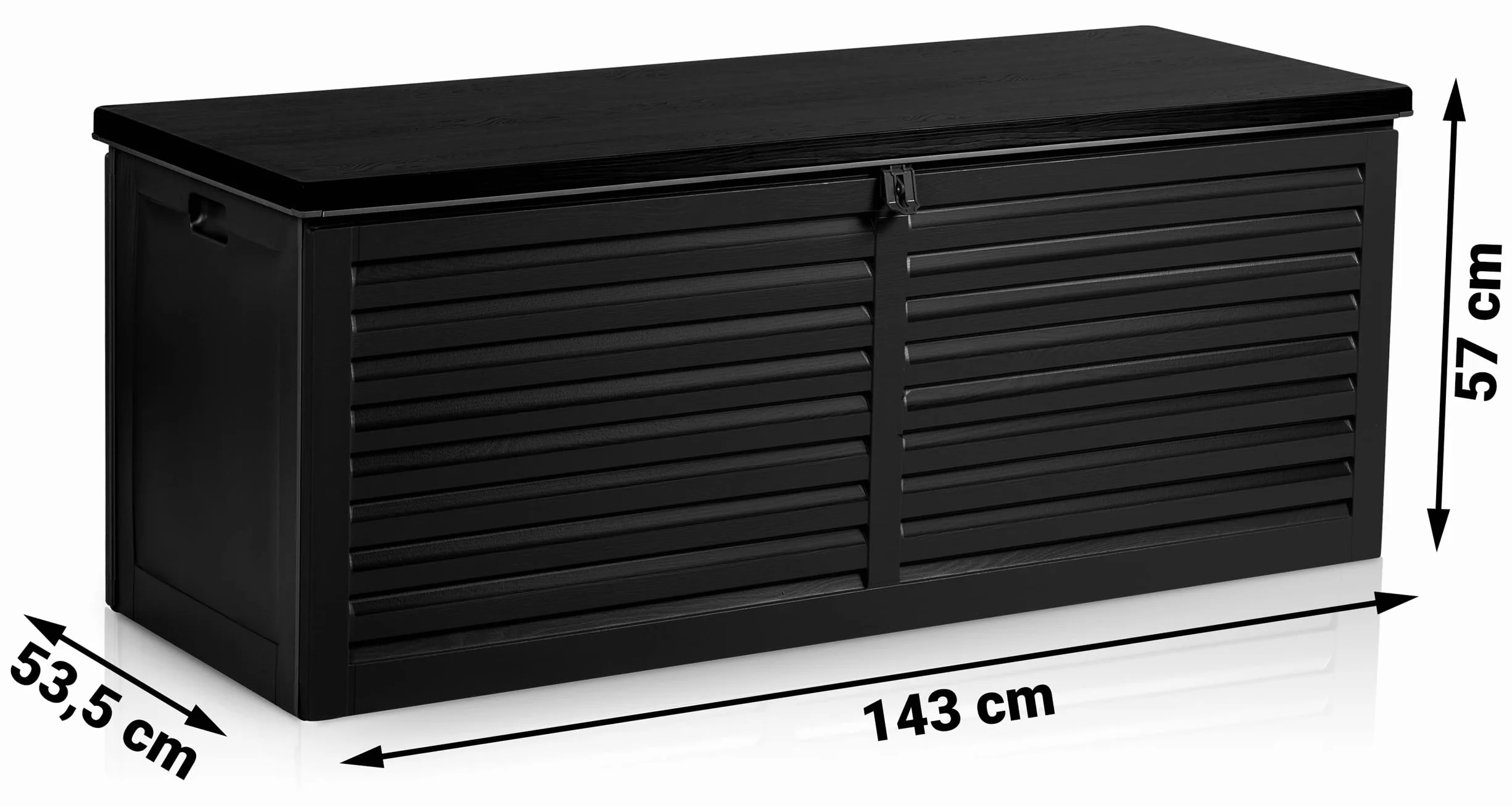 Skrzynia Ogrodowa 390 l 143,5 x 57 x 53,5 cm Czarna Tworzywo Sztuczne