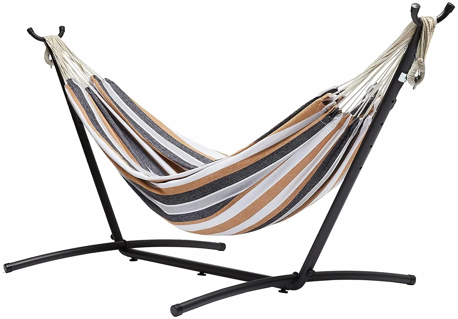 Amazon Basics Hamak Materiałowy ze Stojakiem 117 x 300 x 100 cm Wielokolorowy
