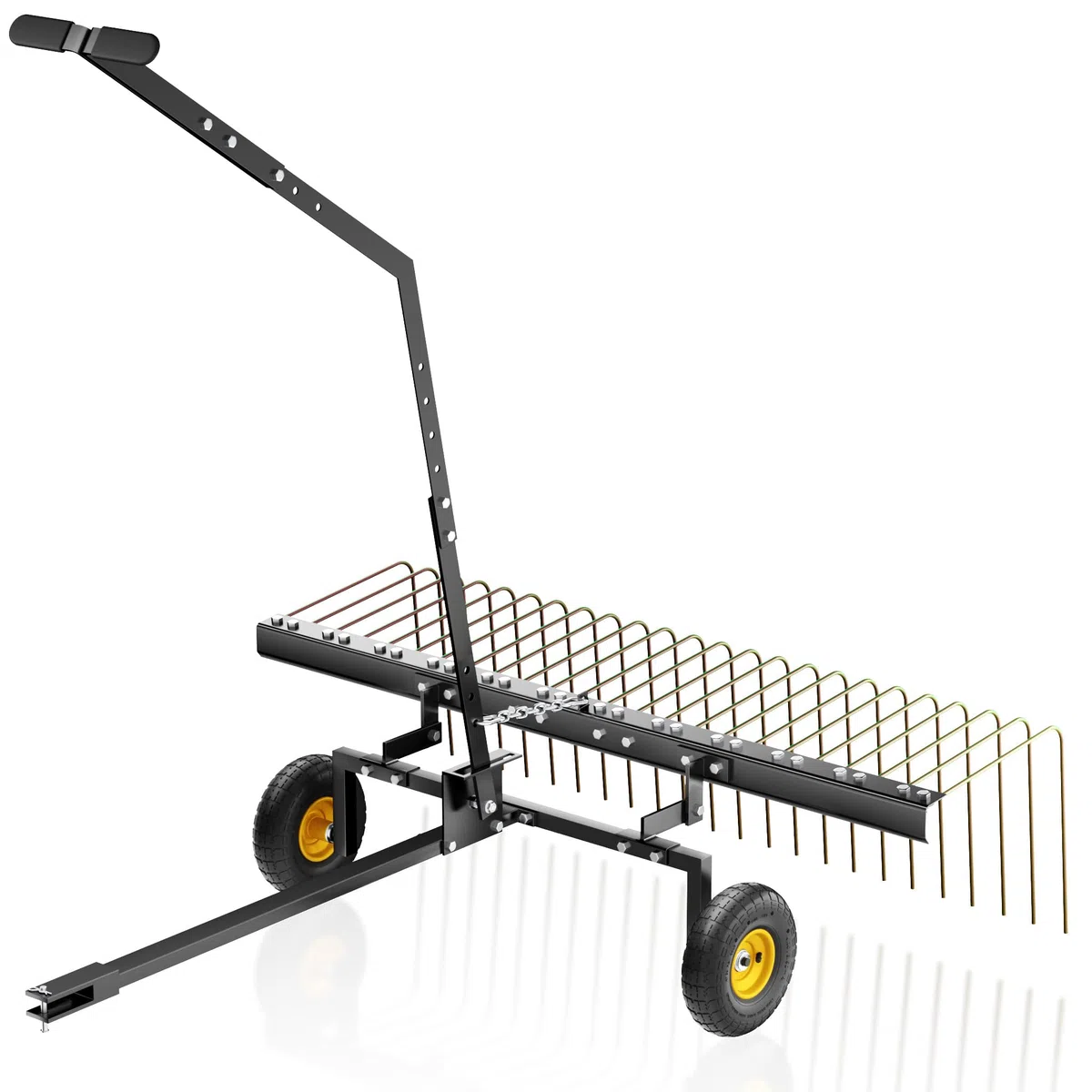 Wiltec Aerator do traktorka kosiarki o szerokości roboczej 148 cm ze stali gabie do usuwania mchu i grabienia liści do kosiarek traktorków ATV