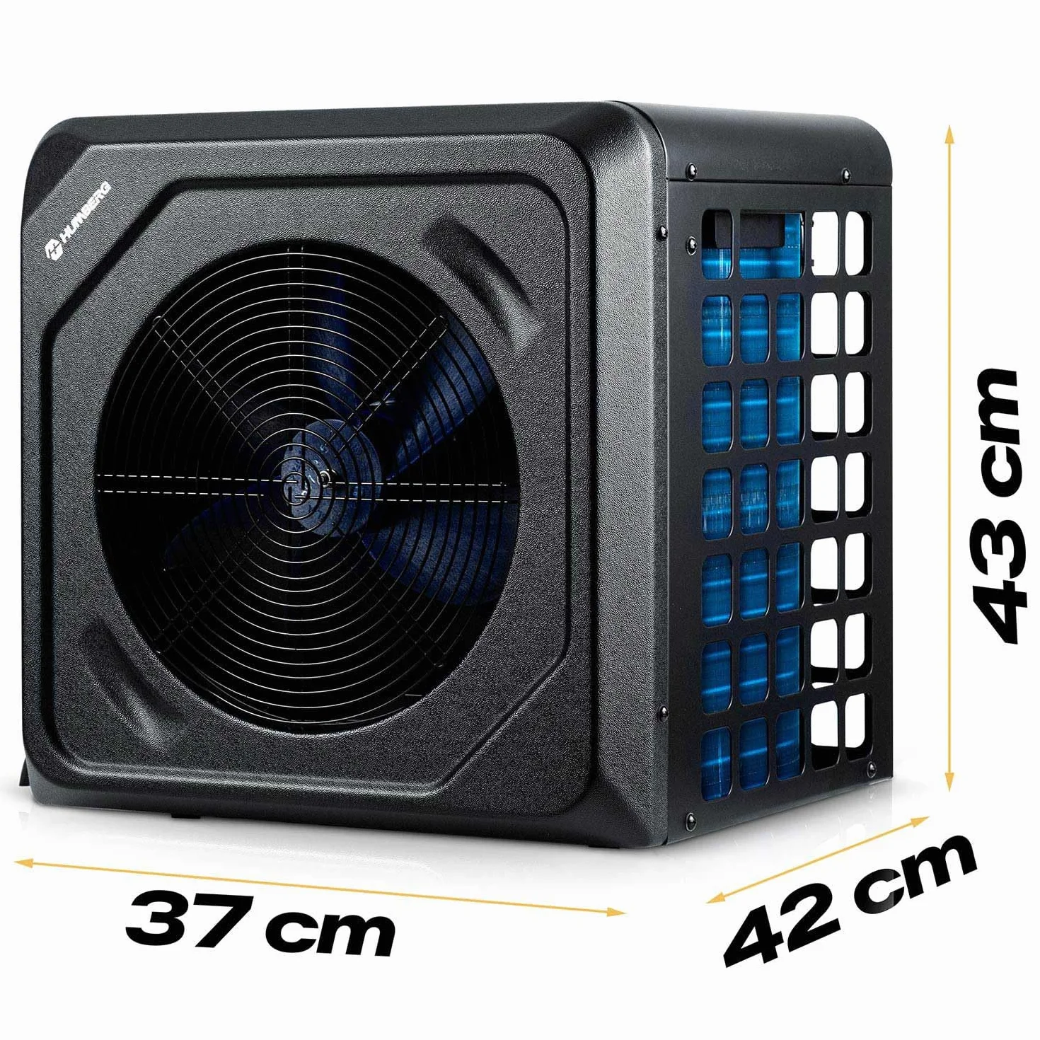 Humberg Pompa Ciepła do Basenu 5 kw - do 30 000 l - Energooszczędna - Cicha Praca 48 dB - Sterowanie za Pomocą Wi-Fi - Wyświetlacz LCD - Wydajność COP 5,17 - do Basenów Ogrodowych do 8-20 m³