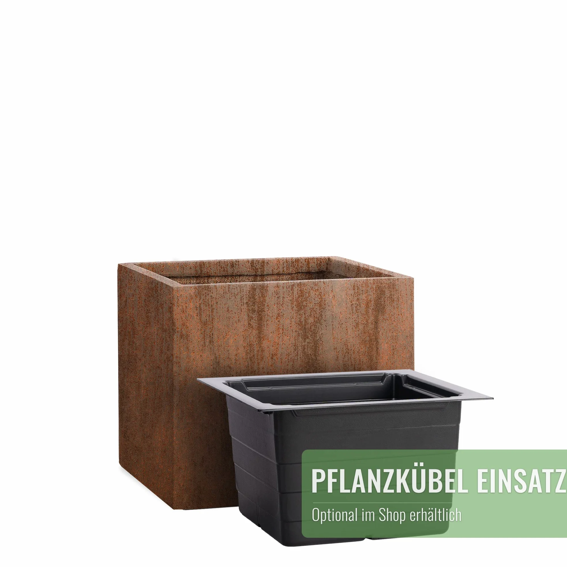 Pflanzwerk® Doniczka z włókna szklanego Cube Rost brązowa 38x44x44 cm XXL *odporna na mróz* *ochrona przed promieniowaniem UV* *produkt wysokiej jakości*