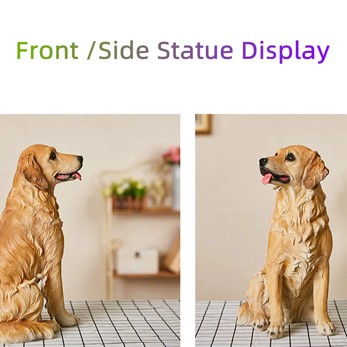 Figurka psa ozdoba ogrodowa - duża rzeźba Golden Retriever na patio, balkon, dekoracja trawnika