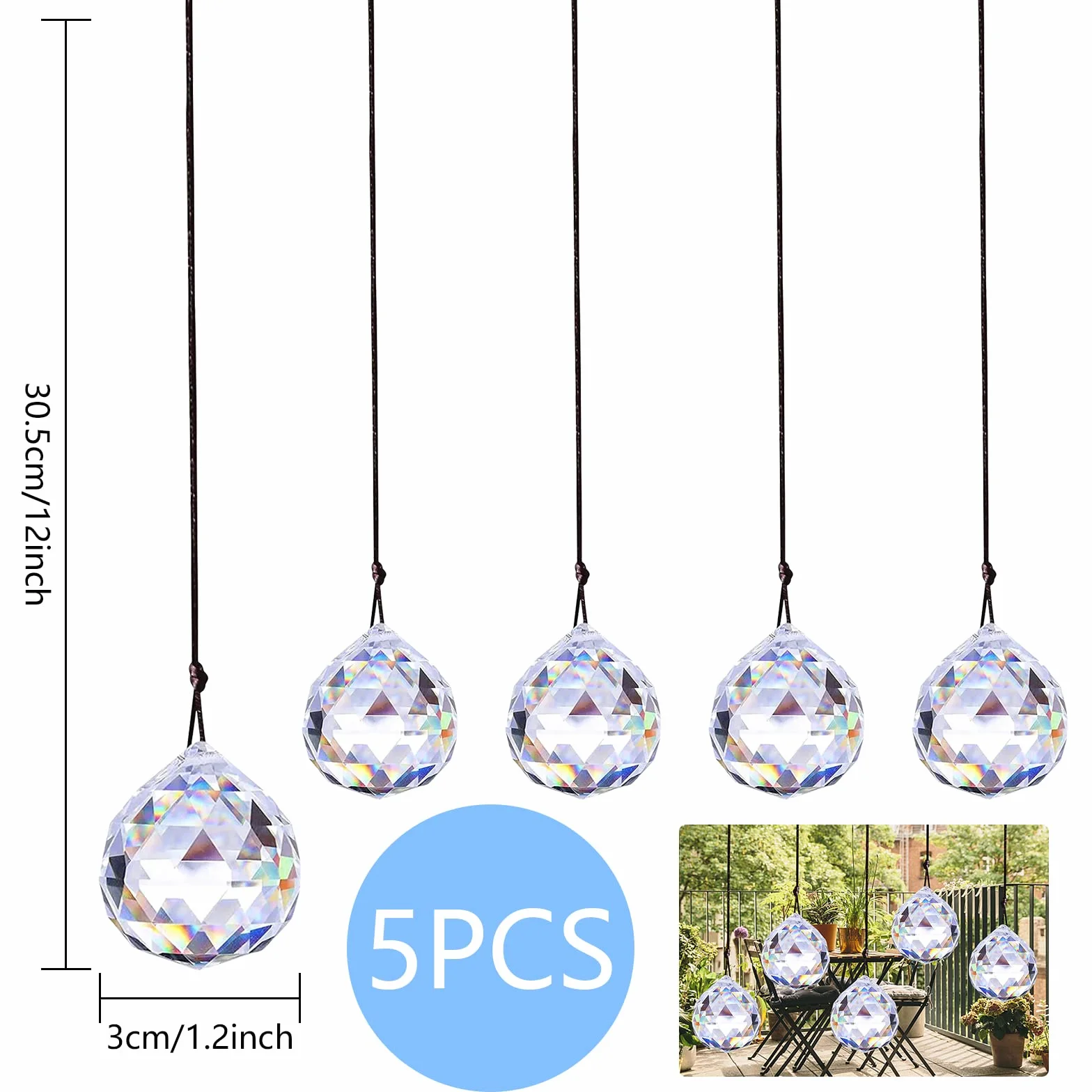5 sztuki pryzmatu ze szkła kryształowego, kryształki jako dekoracja, łapacz słońca Feng Shui, kryształ, pryzmat ze szkła kryształowego, solarny dzwonek wietrzny, motyl, dekoracja okna