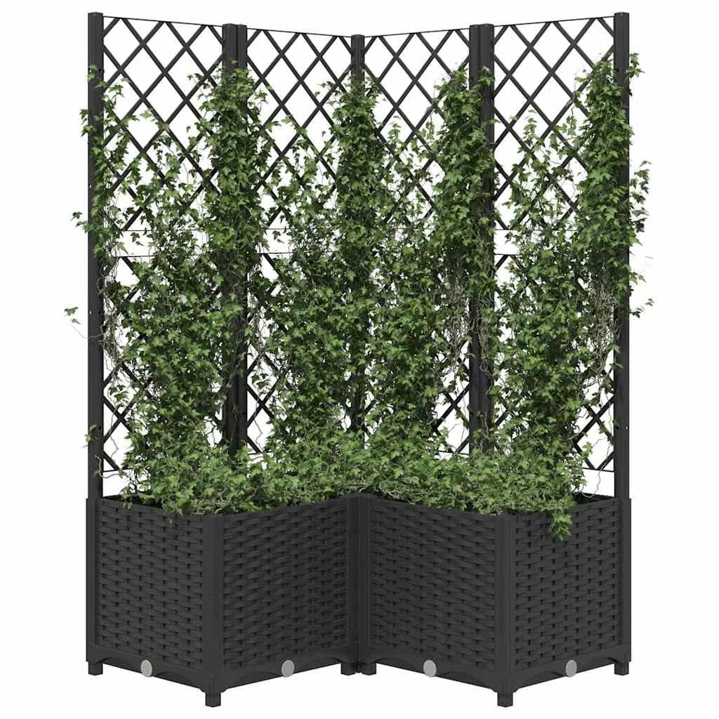 Duży pojemnik na rośliny z kratką 80 x 80 x 136 cm polipropylenowy ogrodowy balcony Outdoor Flower Pot with Support for Herbs Sukulents and Orchids
