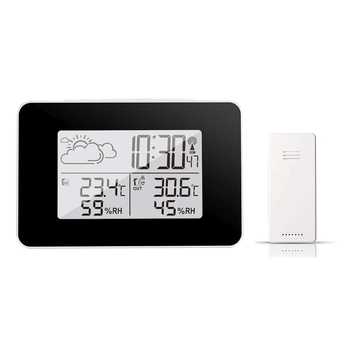 Bezprzewodowa wielofunkcyjna stacja pogodowa, zegar LCD, cyfrowy do prognozowania temperatury wilgotności z wewnętrznym czujnikiem zewnętrznym