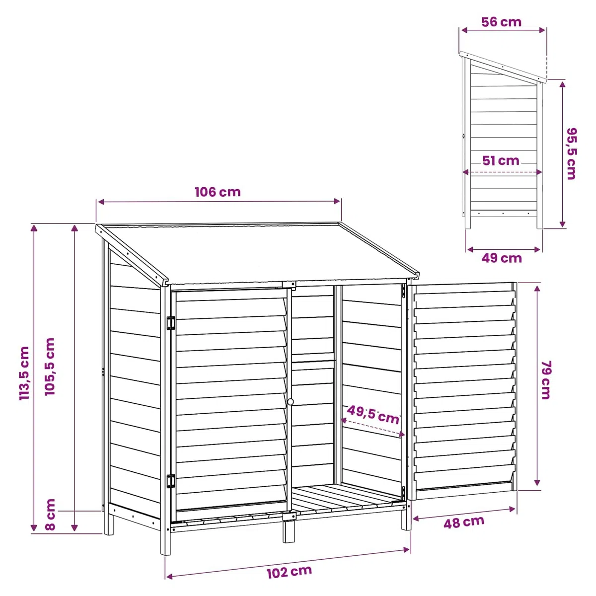 vidaXL Shed ogrodowy naturalny 106 x 56 x 113,5 cm Drewno Świerkowe