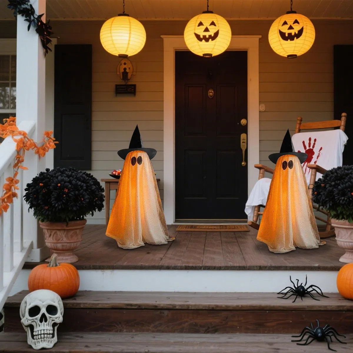 Halloween Duchy Dekoracje Jasne Halloweenowe Duchy Dekoracje Zewnętrzne | Świąteczne Figurki i Akcesoria Imprezowe dla Domu, Ogrodu, Podwórka, Trawnika, Tarasu, Werandy i Na