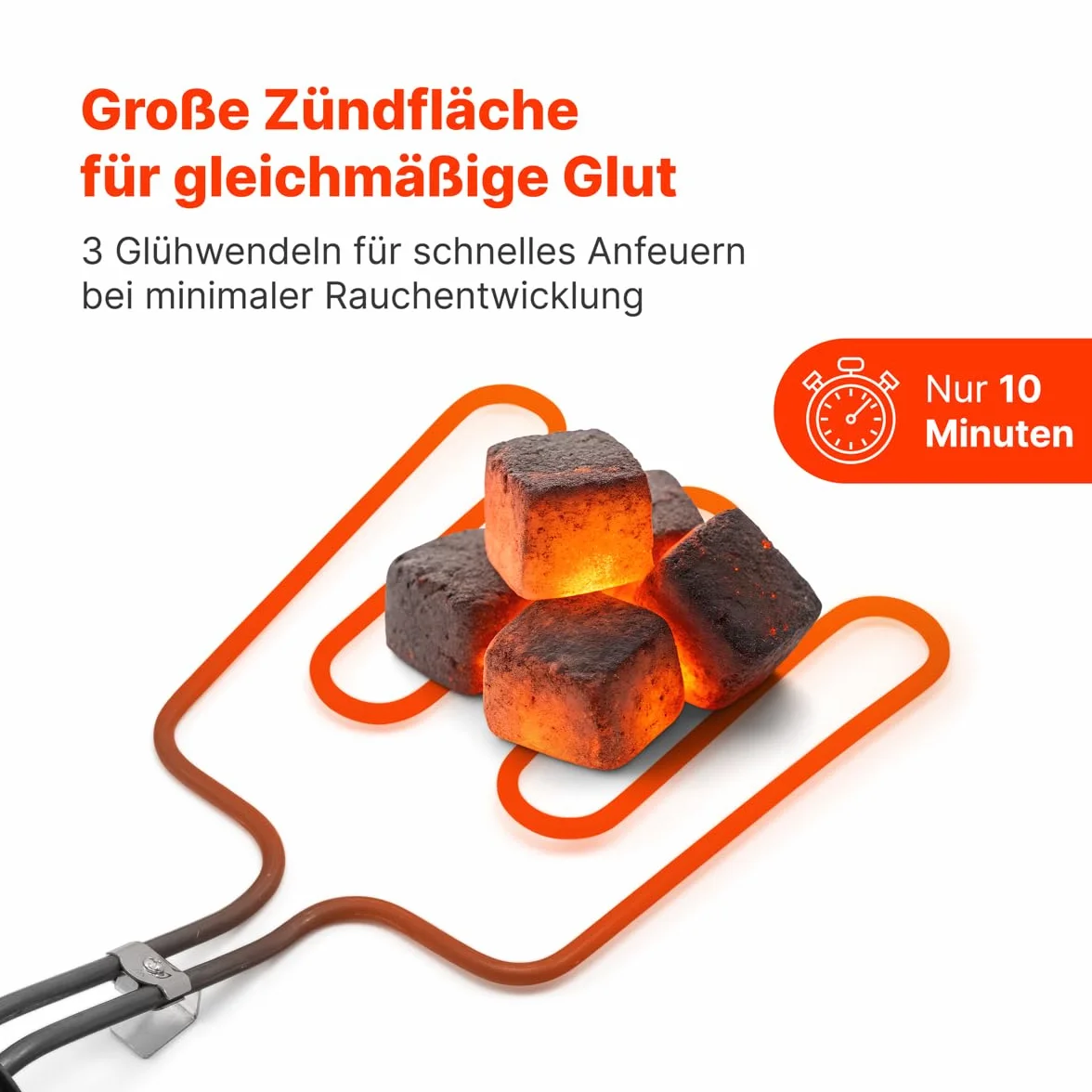 Clatronic EGA 3404, elektryczna rozpałka do grilla zapewnia czystą i szybką przyjemność z grillowania, minimalne wytwarzanie dymu, bez chemikaliów/zapachów, 800 W