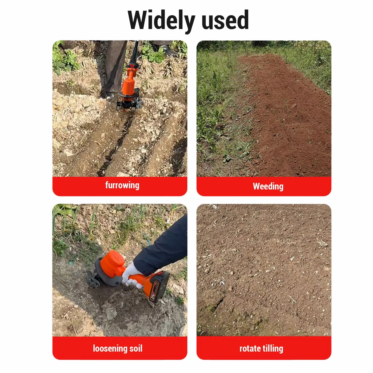 Rototiller Ogrodowy 235r/min Bateria Elektryczny Ręczny Kultywator Mini Uprawa Gleby (wtyczka UE)
