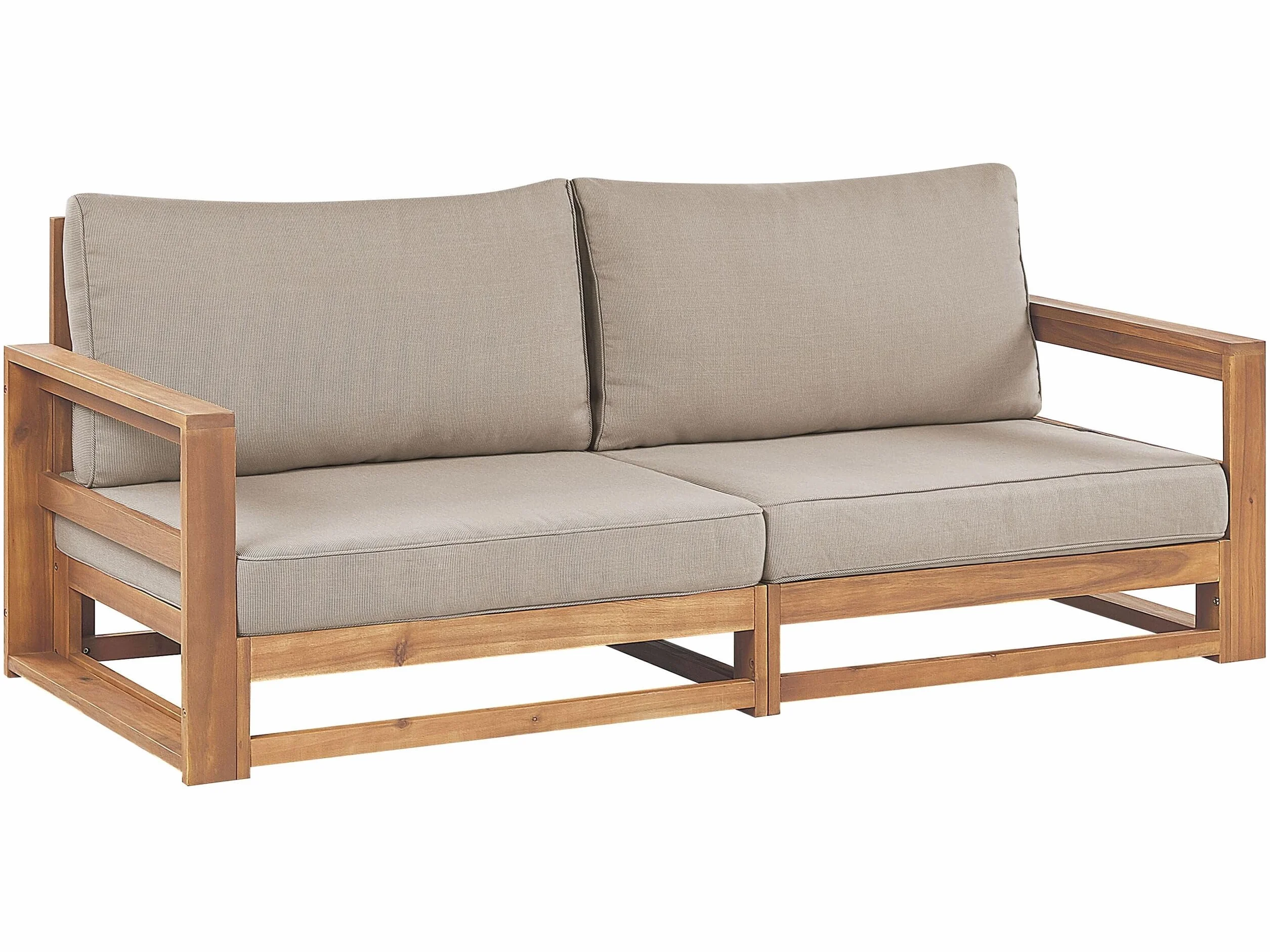 Sofa ogrodowa 2-osobowa Timor II z poduszkami drewno akacjowe jasne