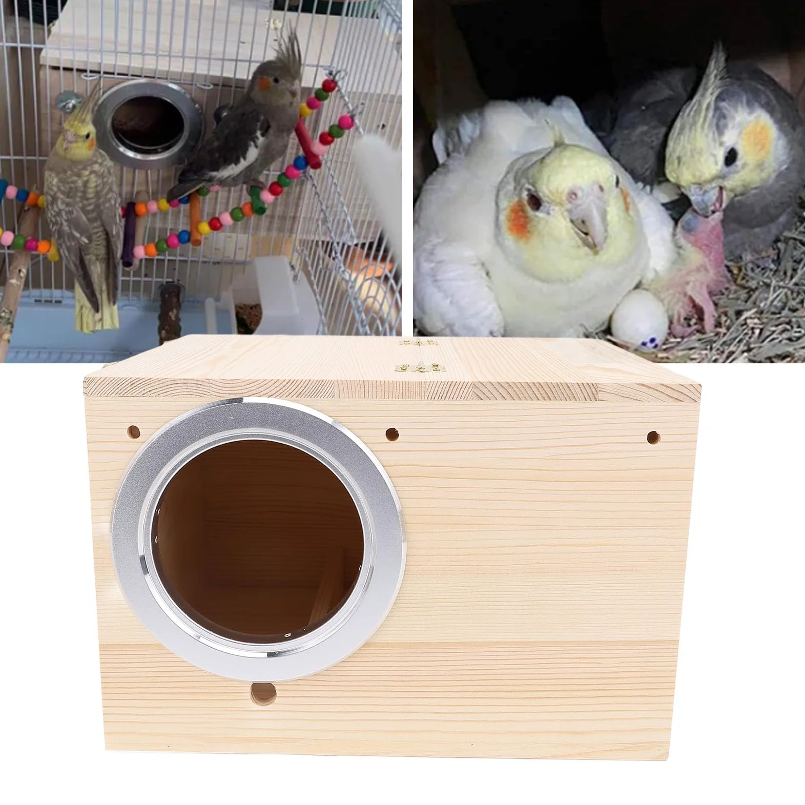 Cryfokt Drewniana Budka Lęgowa dla Ptaków Ręcznie Wykonana Budka Lęgowa dla Papużek i Papug 30x25x20cm