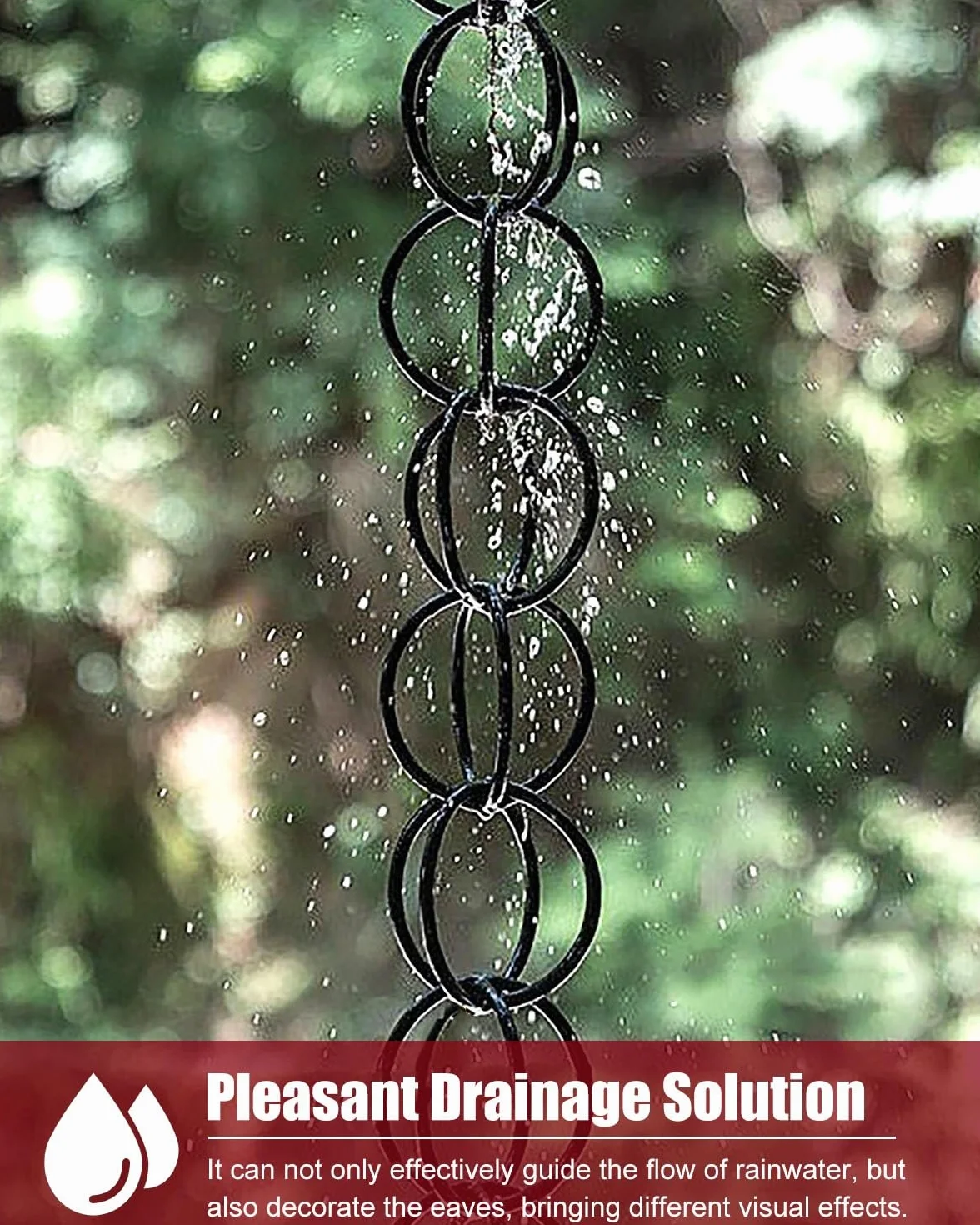 Rain Chain Ozdobne Łańcuchy Deszczowe Wodospad, Metalowy Łańcuszek do Łapacza Deszczu, Rynny Rynny Spustowe Odwracacze Wody Deszczowej, Zewnętrzny Łańcuch Deszczowy do Kolektora Wody (Size : 3.6m/12f