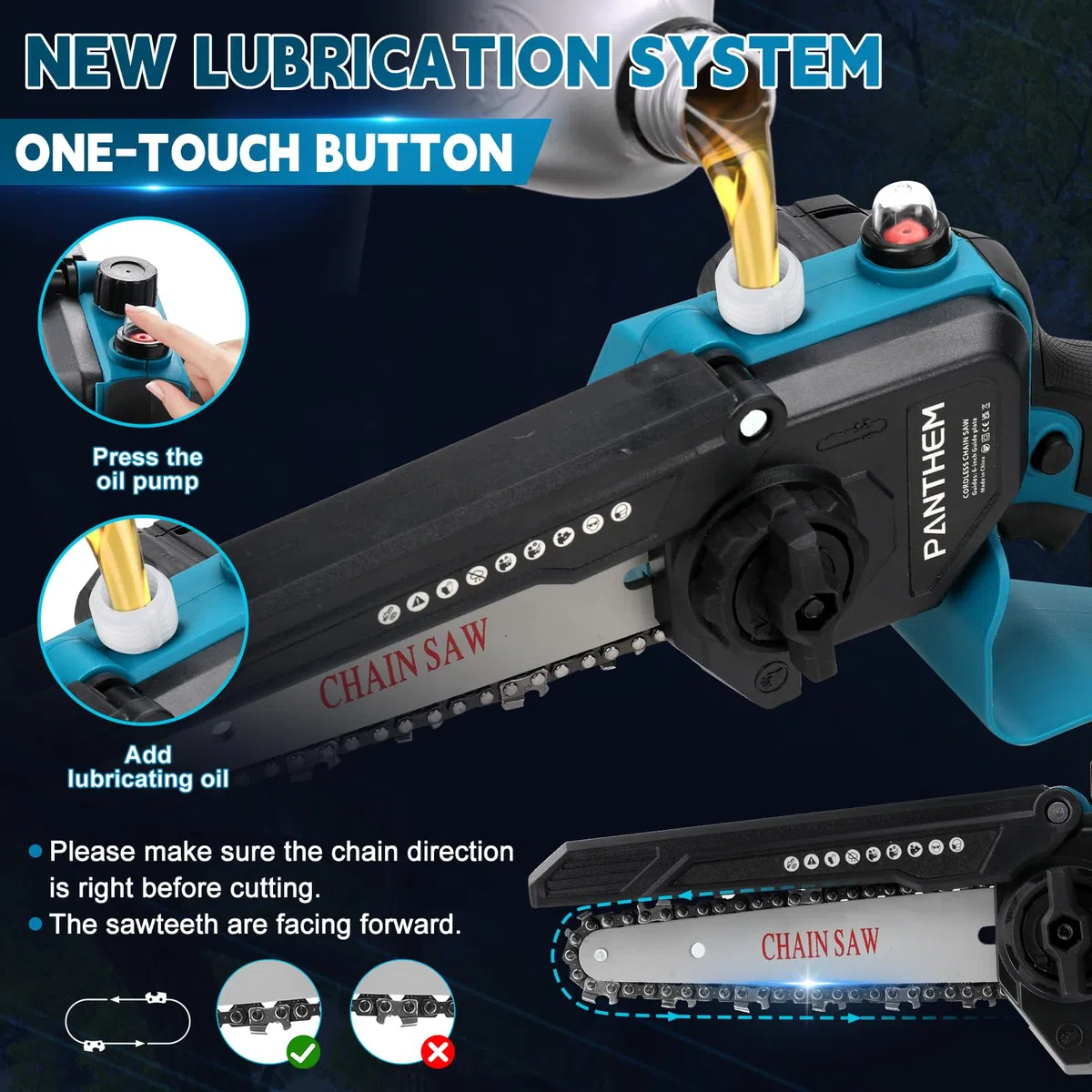 panthem Akumulatorowa sekator 4 w 1, 15 cm, mini piła łańcuchowa z akumulatorem do Makita 18 V i 45 mm elektryczne nożyce ogrodowe, 21 V, 4000 mAh, elektryczne nożyce do gałęzi, ręczna piła łańcuchowa