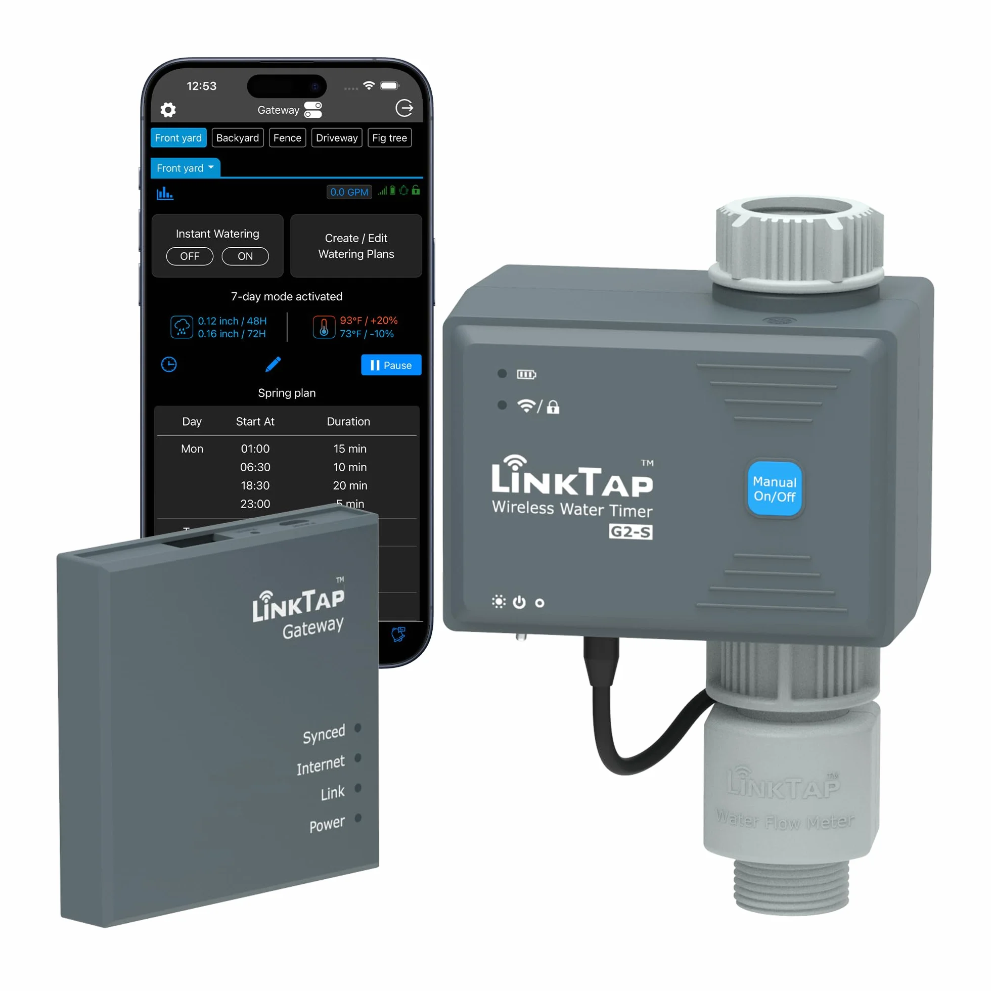 LinkTap G2S Drahtlose Bewässerungscomputer Gateway Wassermengenzähler Automatische Bewässerungsuhr IP66 App Garten
