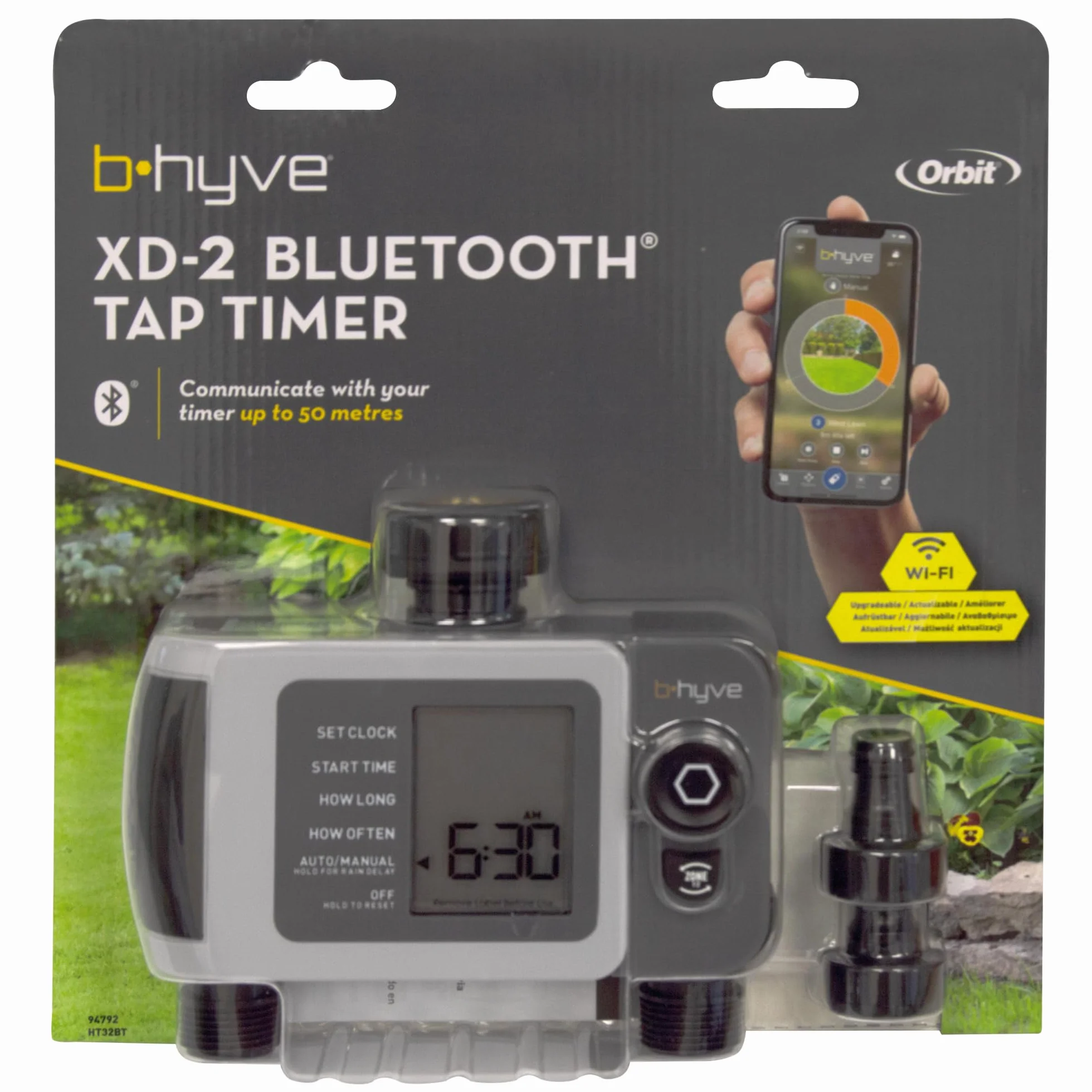 Orbit 94792 - B-hyve Bluetooth XD cyfrowy programator nawadniający, 2 wyjścia, złącze żeńskie 3/4" do kranu, w zestawie 2 automatyczne złącza do węża, możliwość sterowania za pomocą aplikacji