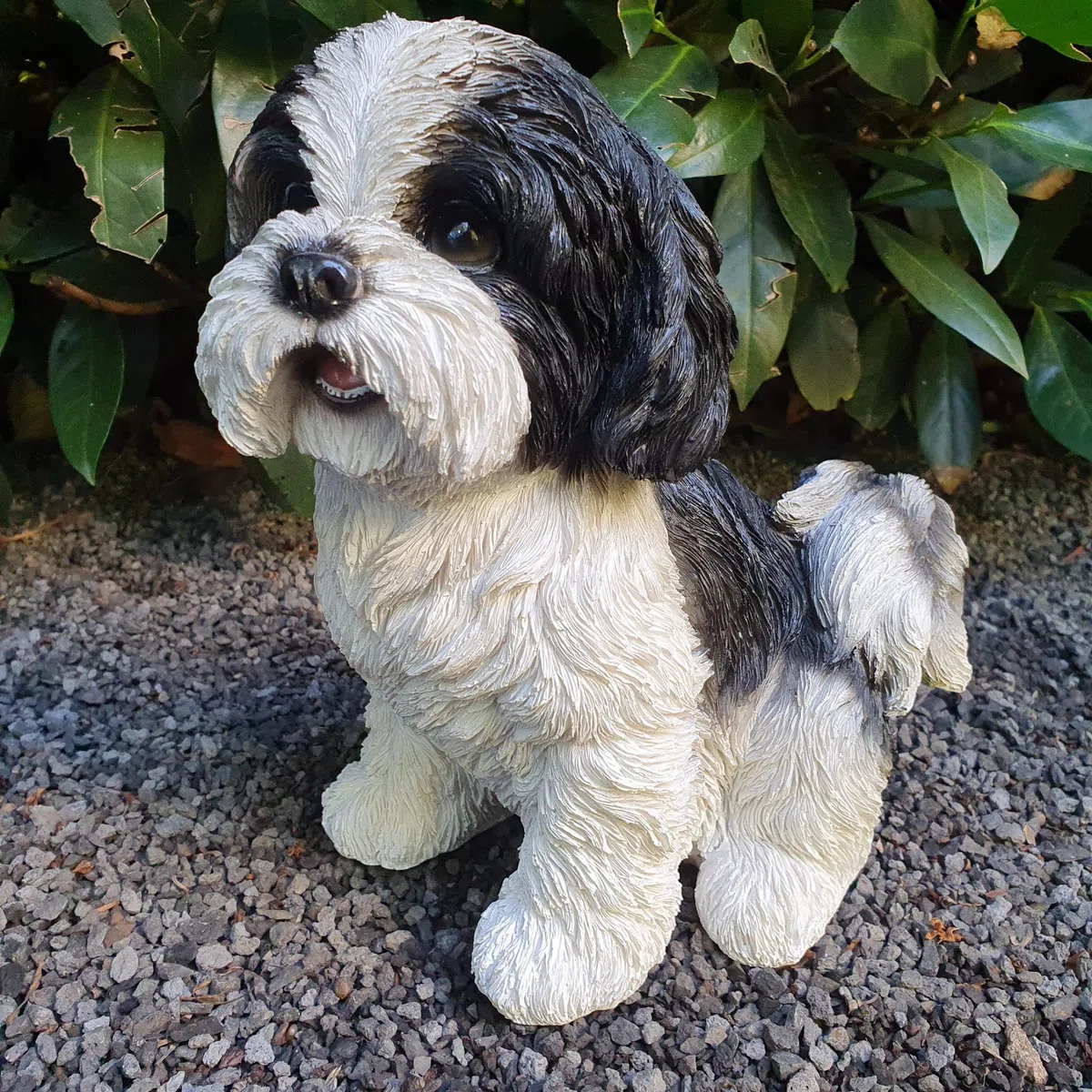 Figurka ogrodowa Shi Tzu, 21 siedzi cm, figurka do ogrodu, odporna na warunki atmosferyczne, dekoracja salonu, figurka psa
