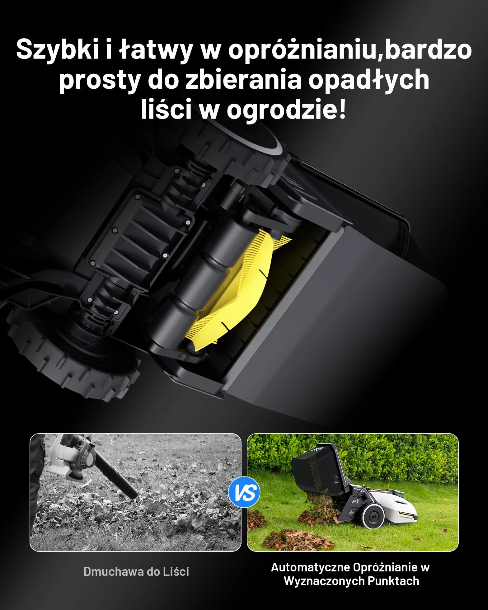 Mammotion YUKA 1000 Kosiarka Automatyczna z Zamiatarką, UltraSense AI Vision, 1000㎡, nachylenie 45%, wysokość cięcia 20-90mm, szerokość cięcia 320mm