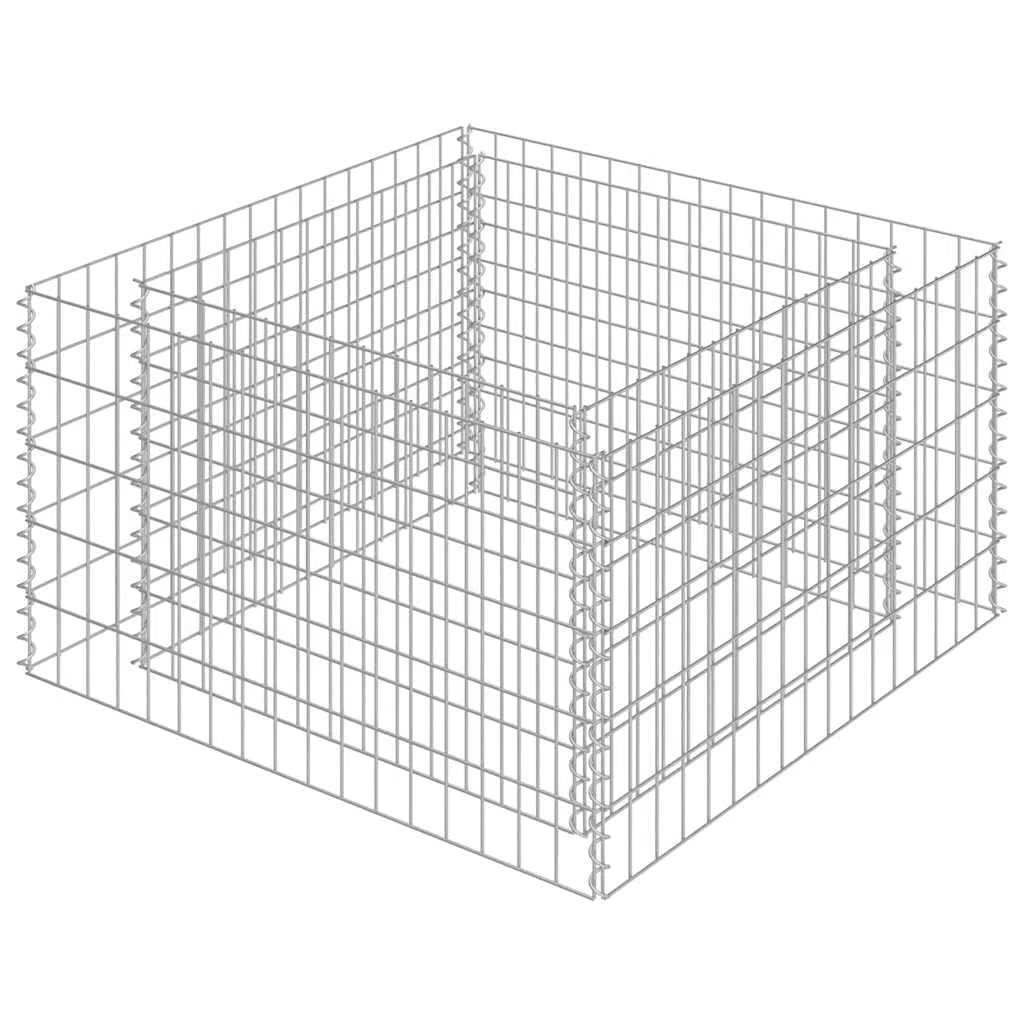 Podwyższona donica gabionowa ze stali galwanizowanej 90x90x50 cm duża skrzynia ogrodowa na kwiaty stabilna rama rabatowa wytrzymała na rdzę i warunki atmosferyczne do wypełnienia kamieniami
