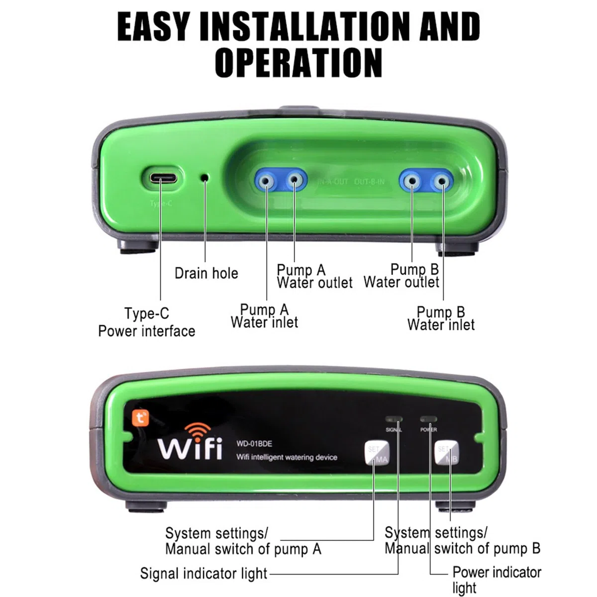 Inteligentny Sterownik Nawadniania WiFi, Automatyczny Nawadniacz do Roślin z podwójną pompą i kontrolą Aplikacji do Roślin Doniczkowych w Ogrodzie