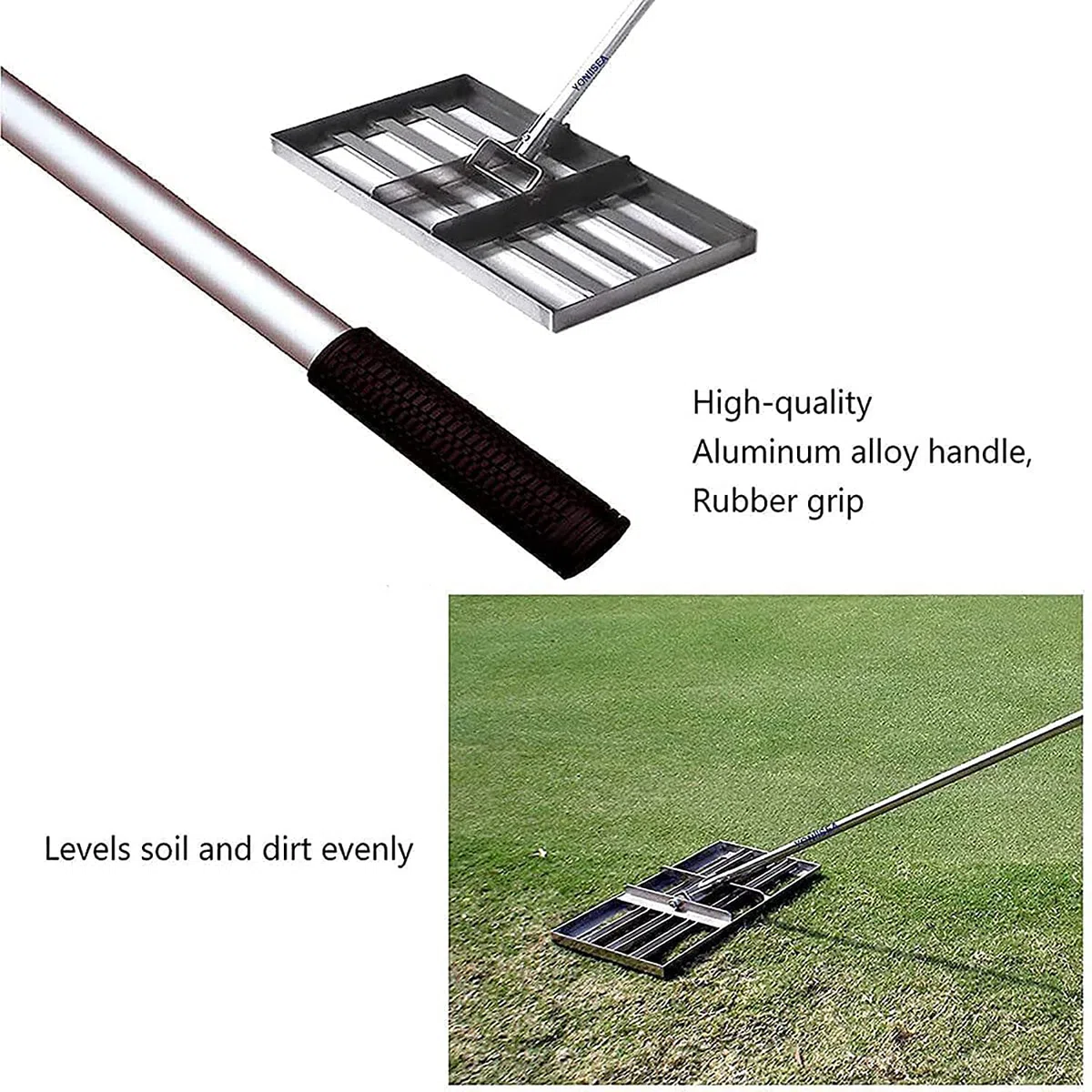 Grabie do darni, grabie do trawy, grabie do wyrównywania trawnika, regulowane grabie ogrodowe, 47" lekki uchwyt ze stali, odpowiednie do ogrodu, podwórka, pola golfowego/trawnika