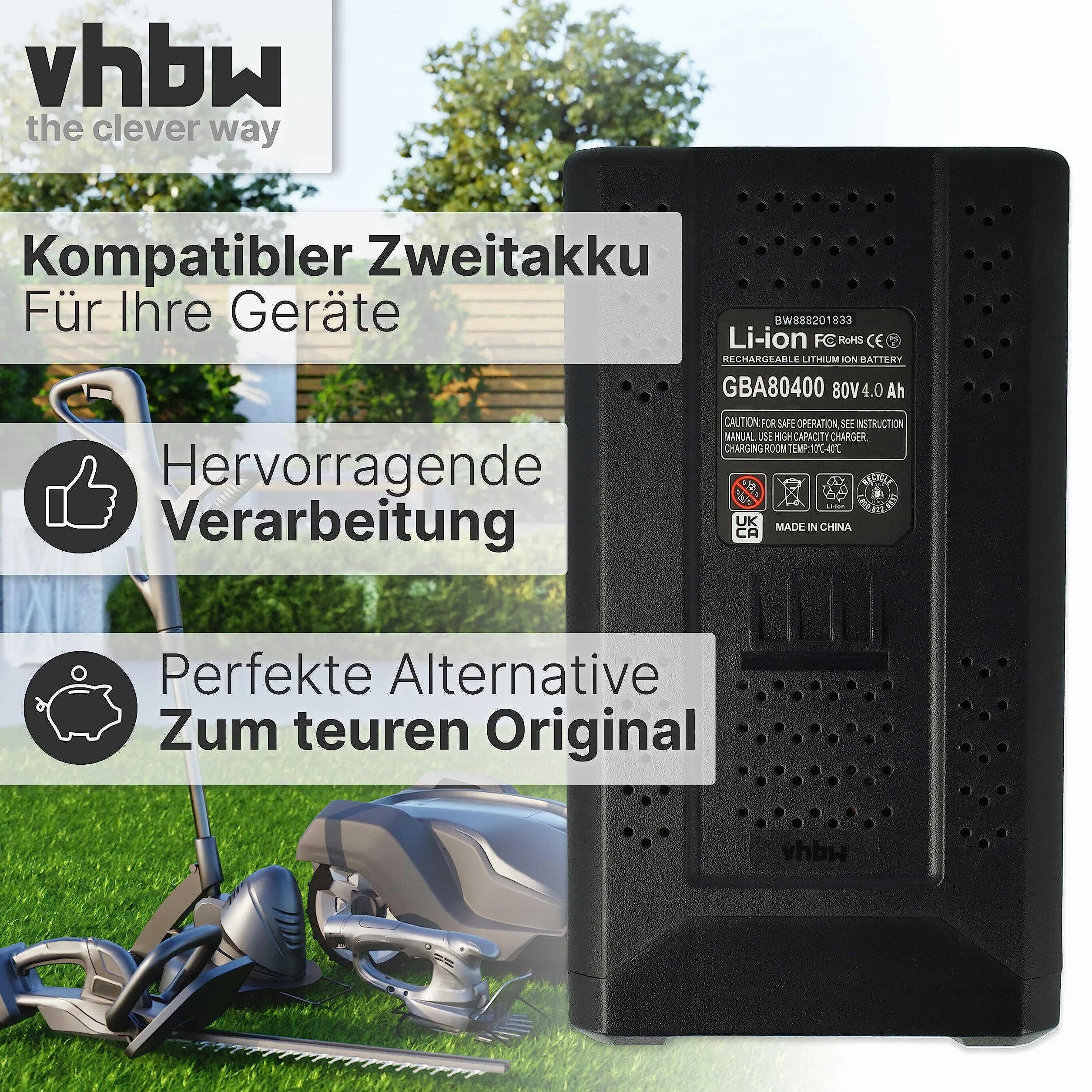 vhbw 1 x akumulator zastępuje Stiga SBT 4080 AE, SBT 5080 AE, SBT 2580AE do kosiarki 4000 mAh 80 V Li-ion