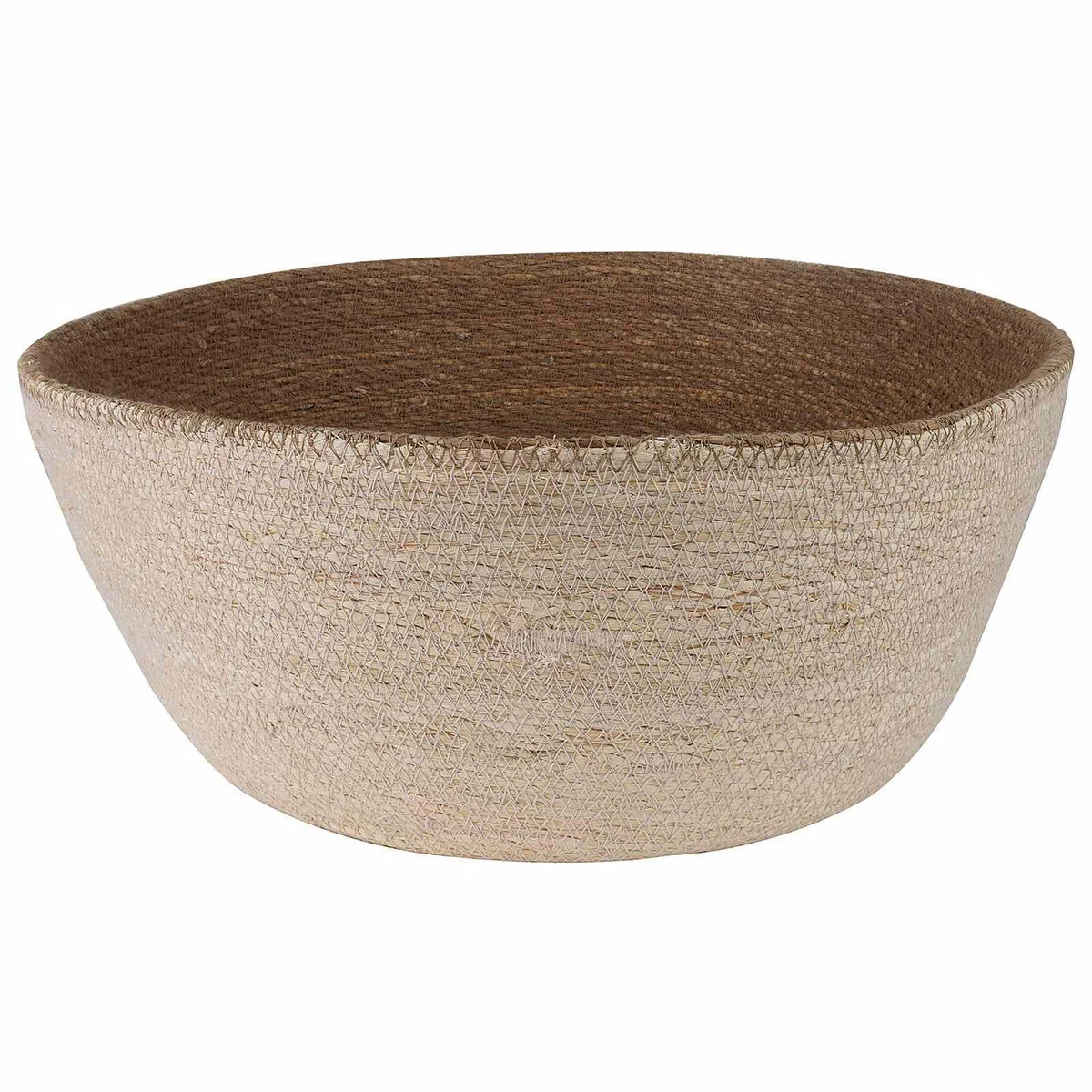 Donica na rośliny z uchwytami biała 45 x 36 cm 100% trawa morska | Naturalna trawa morska, cylindryczny kształt, do użytku wewnątrz i na zewnątrz, wytrzymała, łatwa w pielęgnacji
