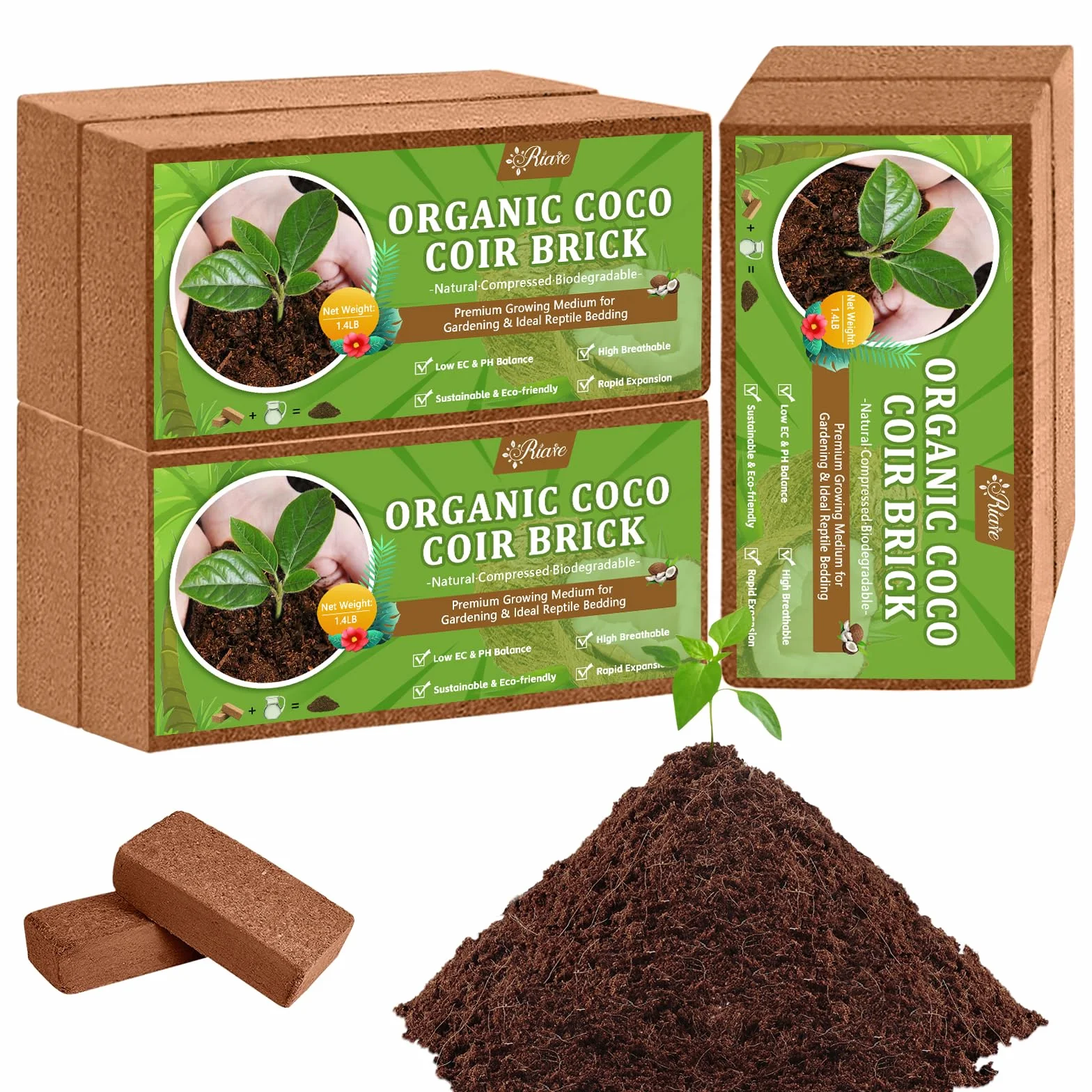 Organiczne cegły kokosowe 100% naturalna skompresowana podłoże z włókna kokosowego o wysokiej ekspansji (6 szt.)