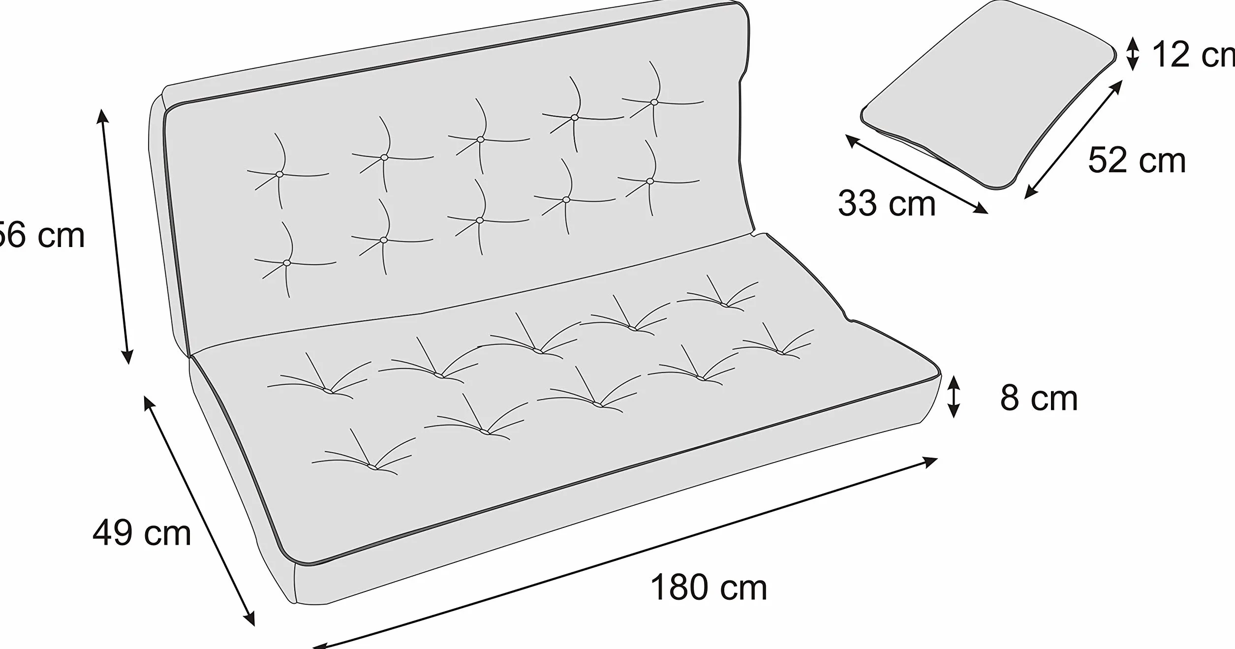 PillowPrim Poduszka na huśtawkę ogrodową 180 cm, granatowa