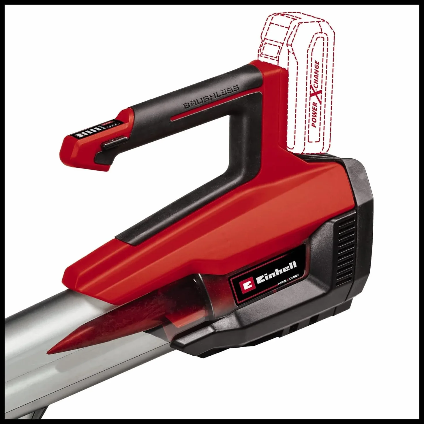 Einhell Dmuchawa do liści akumulatorowa GP-LB 18/200 Li E-Solo Power X-Change (Li-ion, 18 V, bezszczotkowy silnik, regulacja prędkości, technologia dmuchawy osiowej bez akumulatora i ładowarki)