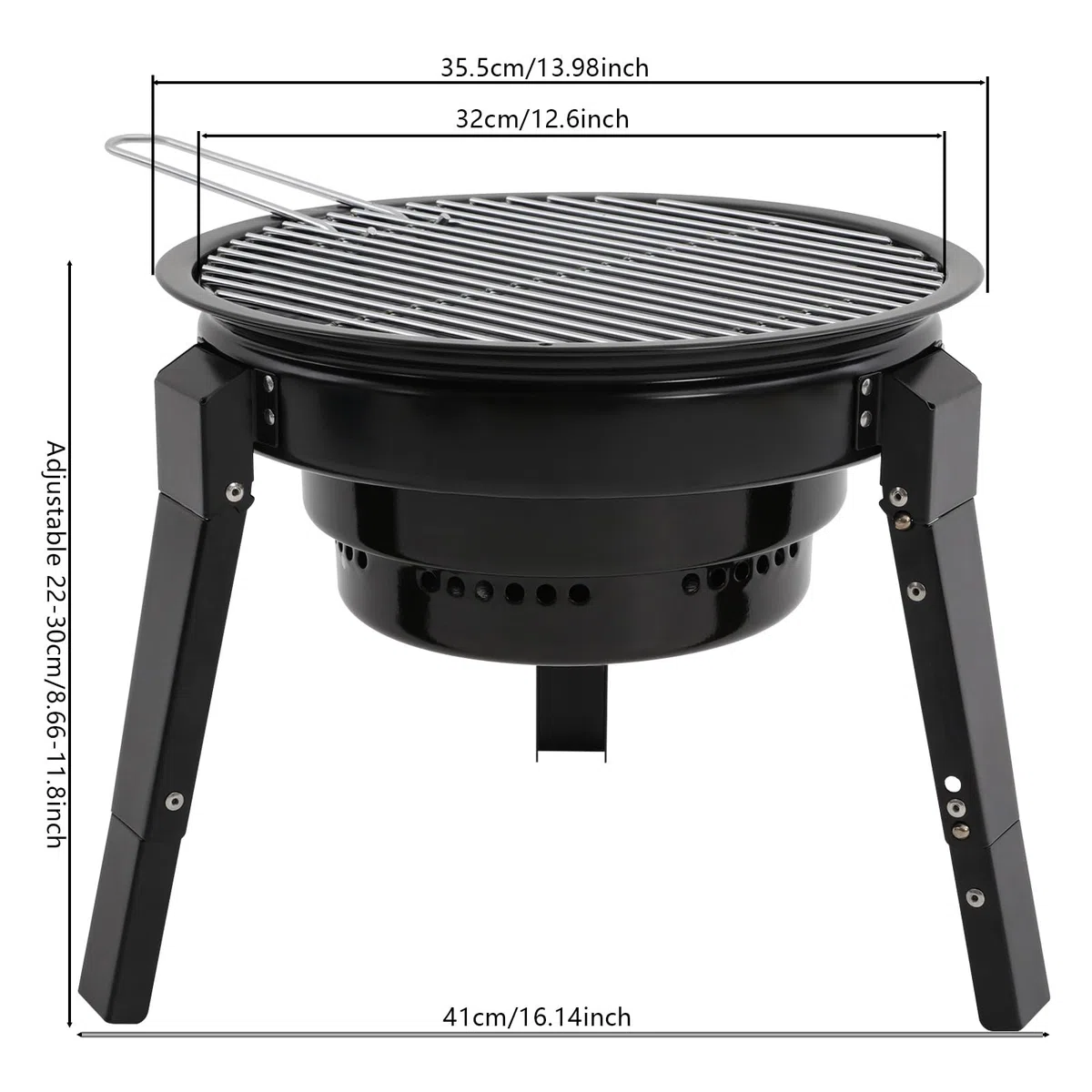 Przenośny grill na węgiel drzewny, mały, składany grill kempingowy, grill piknikowy, grill kempingowy z akcesoriami do grillowania i torbą do przenoszenia, na piknik, do ogrodu, na taras