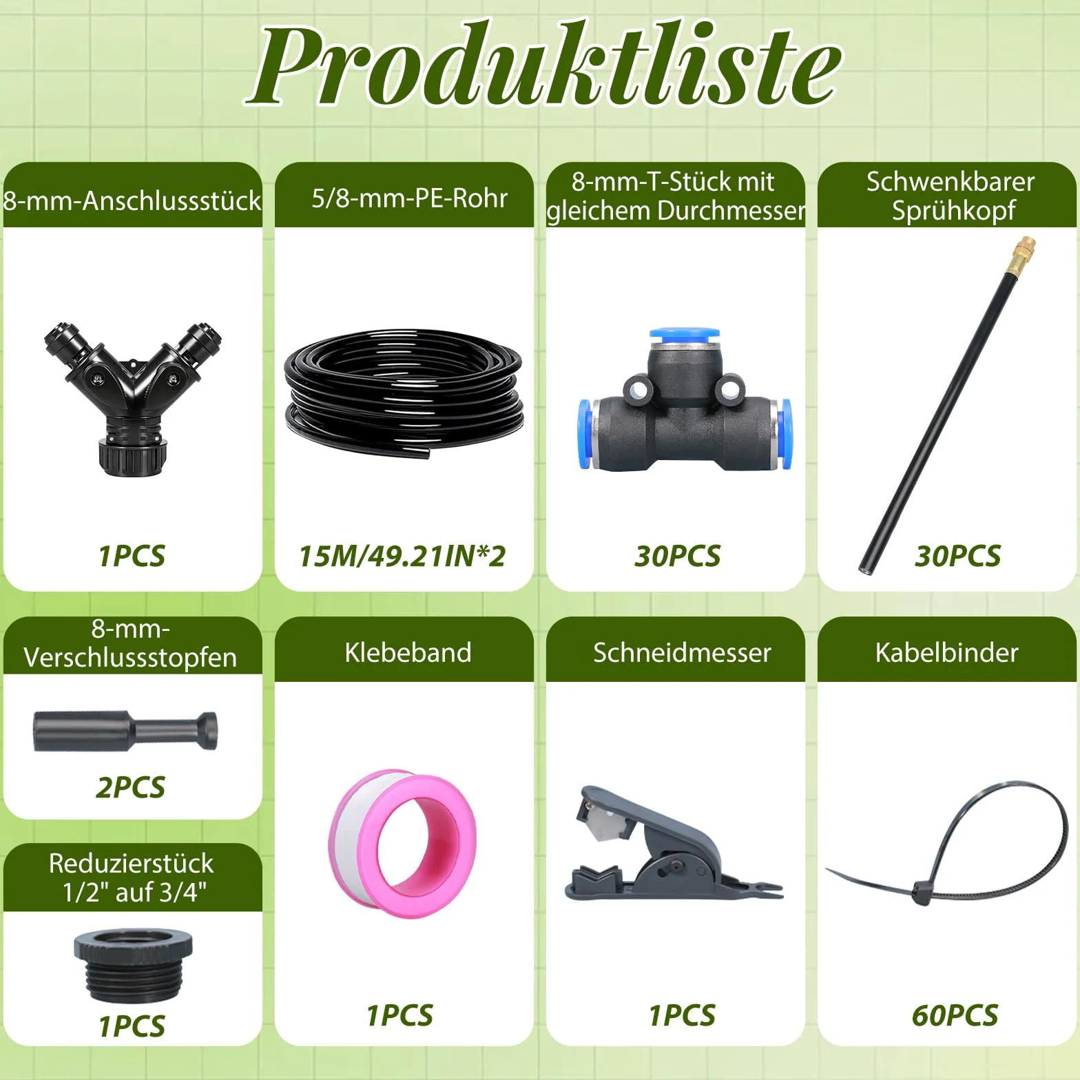 ACESOME system nawadniania ogrodu, 20 m, automatyczny zestaw nawadniający, rury nawadniające, nawadnianie kropelkowe, Micro Drip do roślin doniczkowych, podwyższona grządka, taras, szklarnia